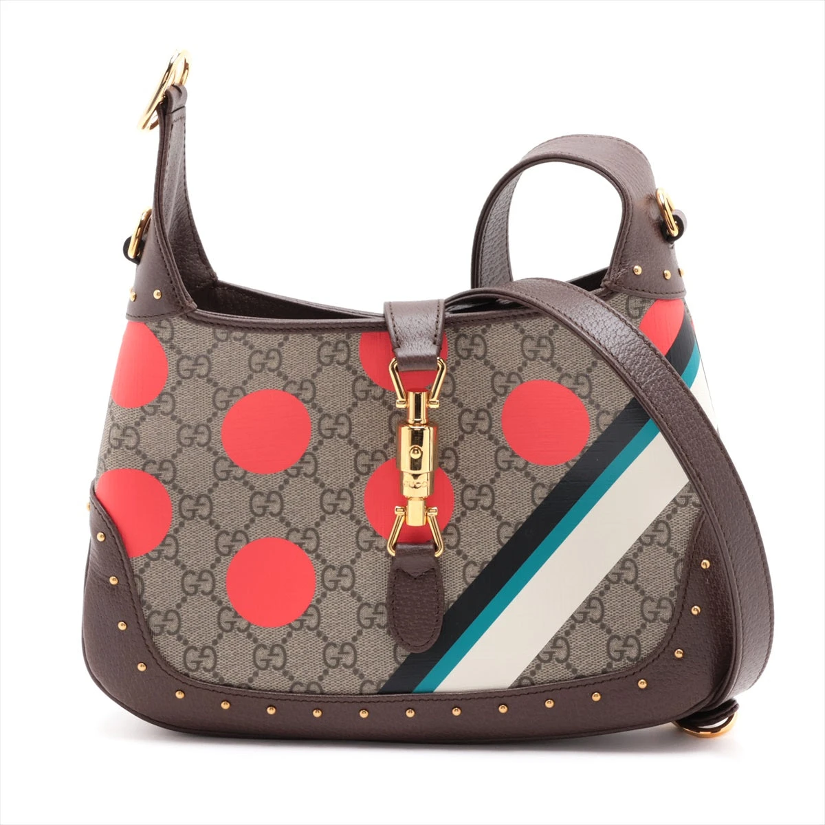 グッチ ジャッキー1961 GGスプリーム PVC×レザー ショルダーバッグ  