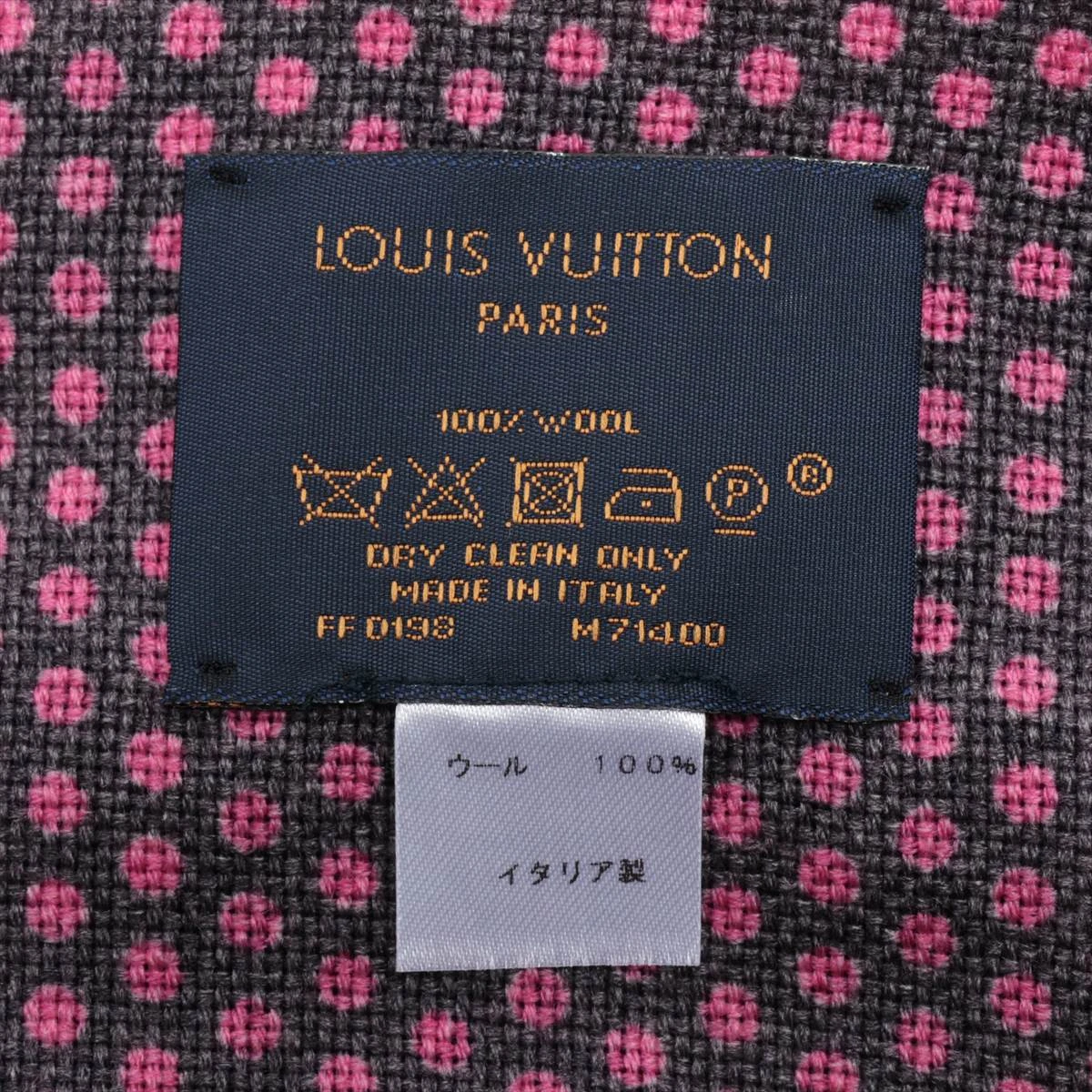 Louis Vuitton モノグラムマフラー グレー ピンクM71400 Louis Vuitton モノグラムマフラー グレー ピンクM71400