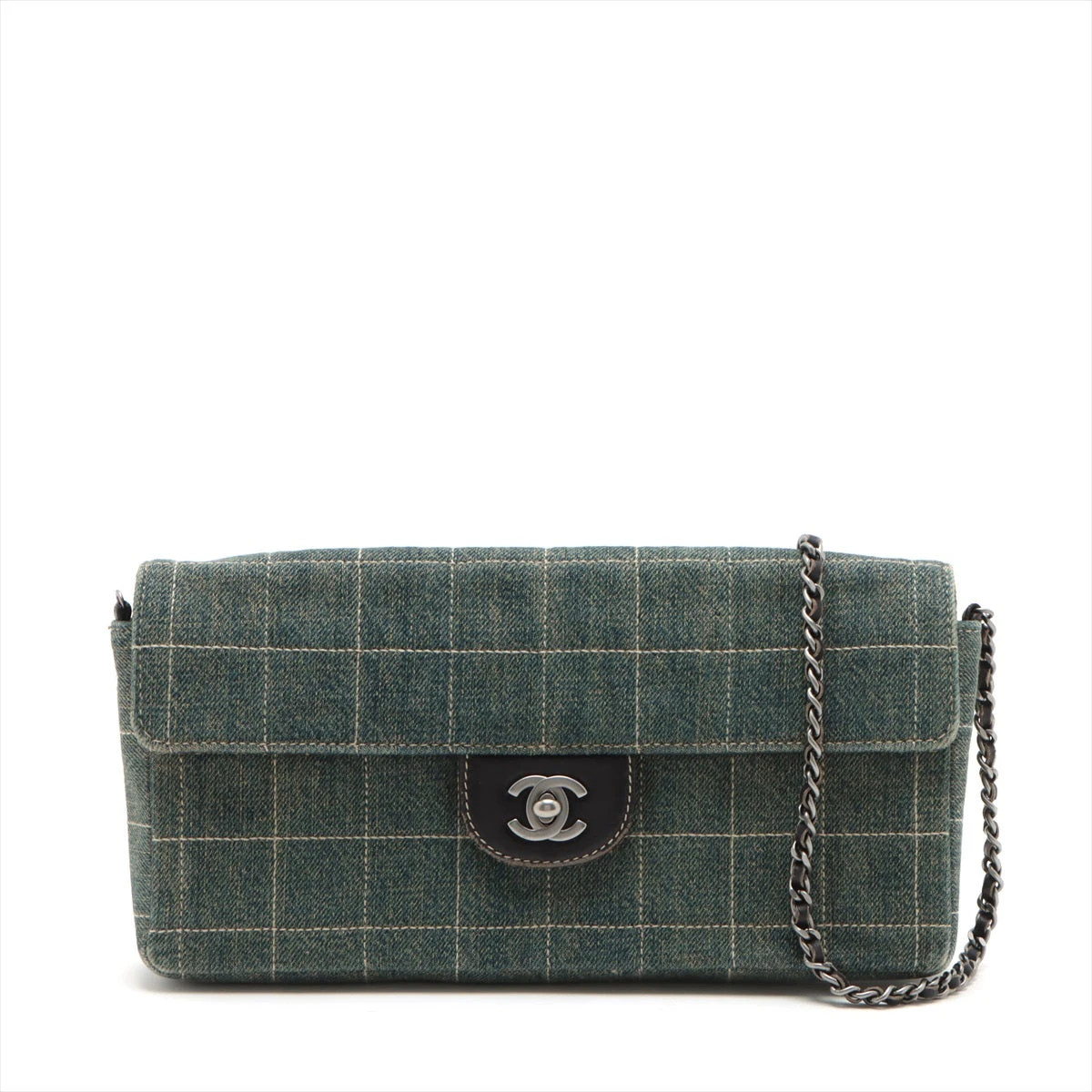 シャネル チョコバー デニム チェーンショルダーバッグ ネイビー  