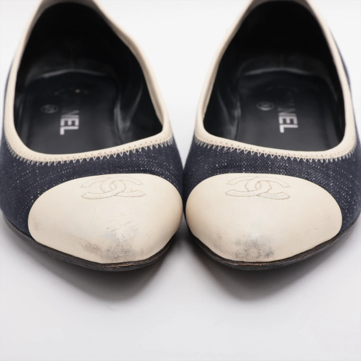 シャネル ココマーク 18P レザー×ファブリック パンプス 37 1/2