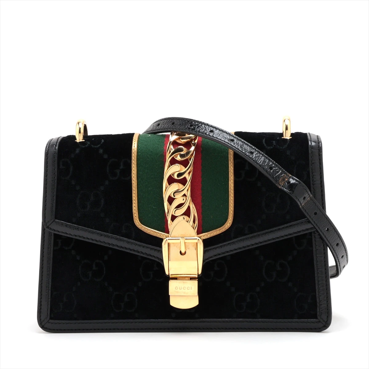 グッチ GGベルベット シルヴィ ショルダーバッグ ブラック 524405  