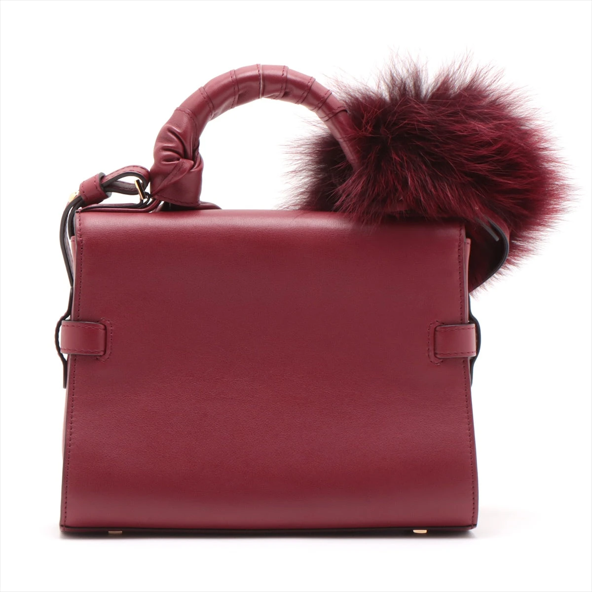 デルボー タンペートスモール レザー 2WAYハンドバッグ ボルドー