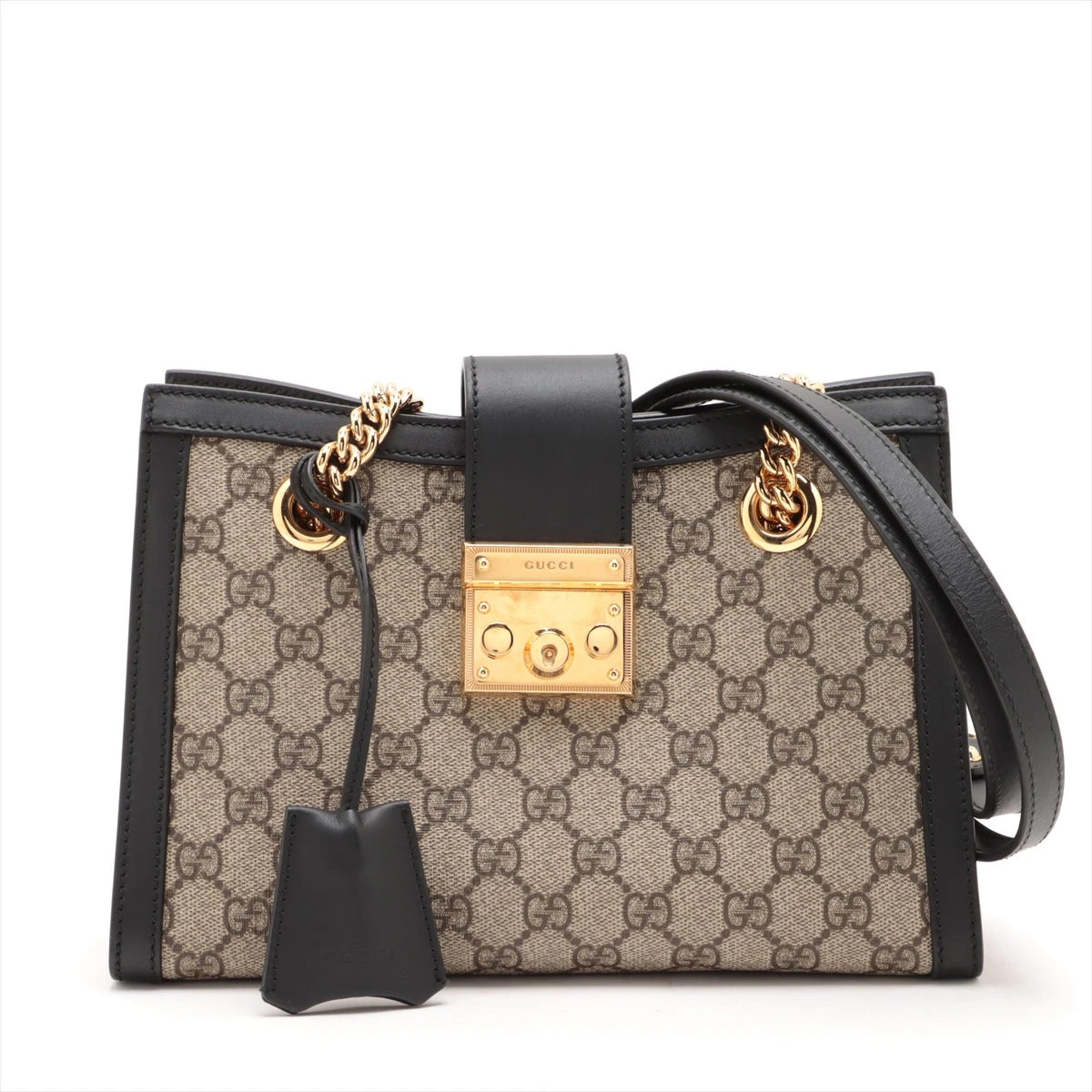 グッチ GGスプリーム パドロックスモール PVC×レザー チェーン  