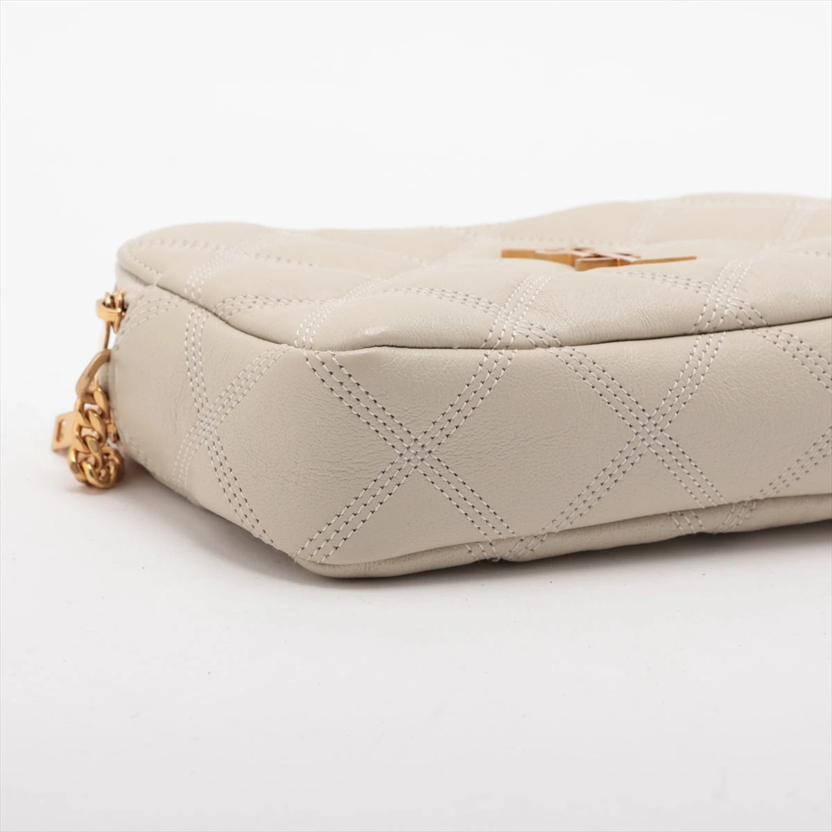 サンローランパリ ベッキー レザー チェーンショルダーバッグ ベージュ