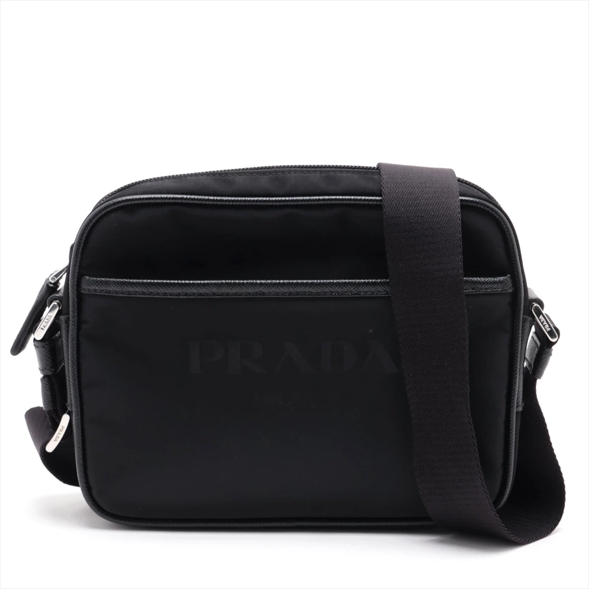 プラダ サフィアーノ×テスート ショルダーバッグ ブラック 2VH144