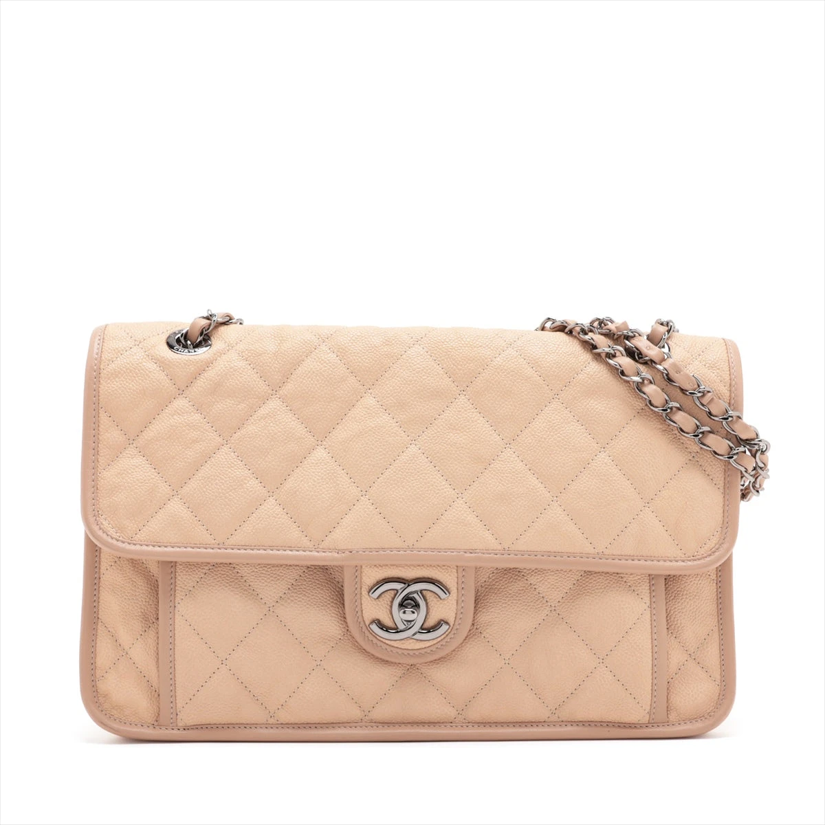 シャネル フレンチリビエラ キャビアスキン シングルフラップ ダブル