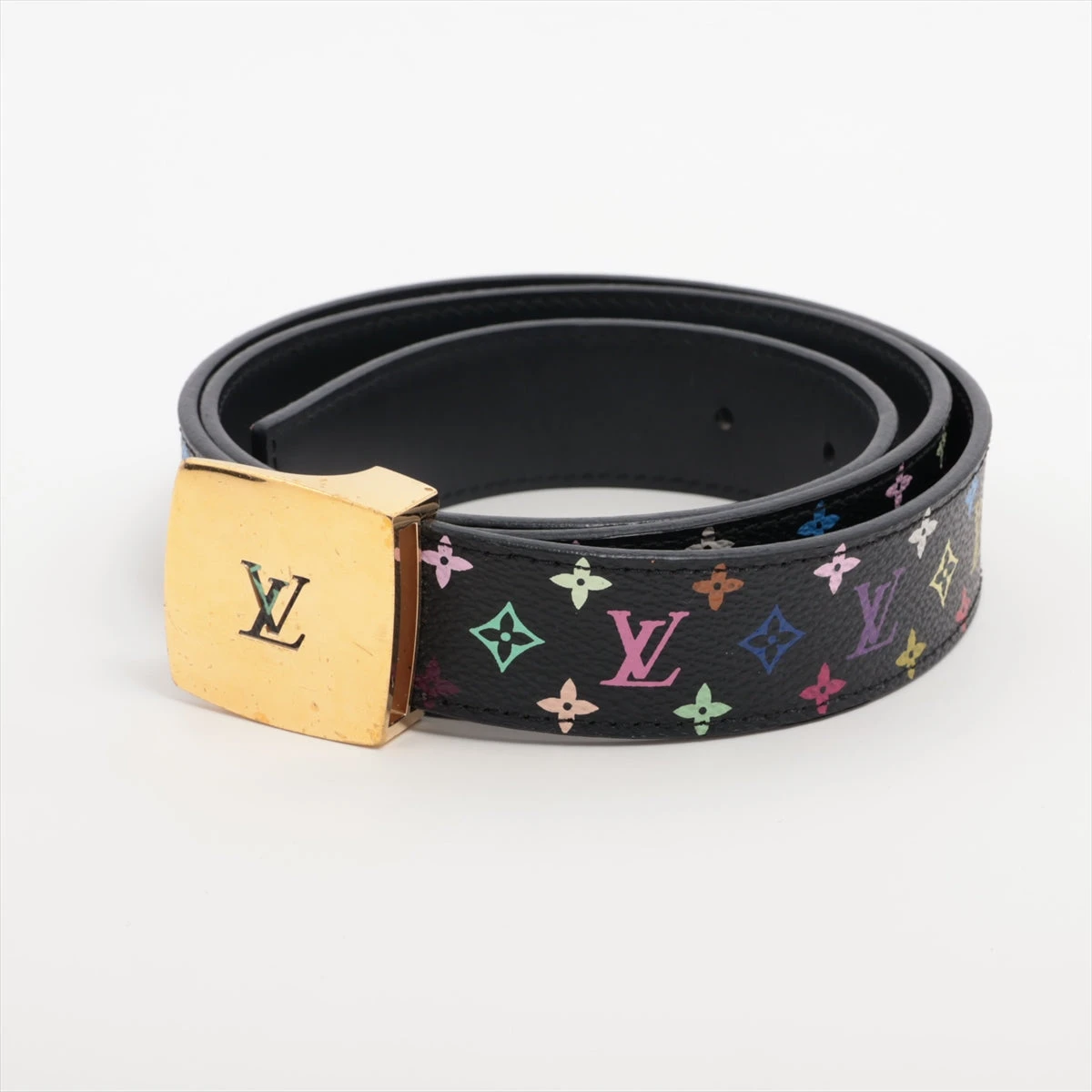 ヴィトン M6890 サンチュール LV CUT ベルト 90/36 PVC×レザー