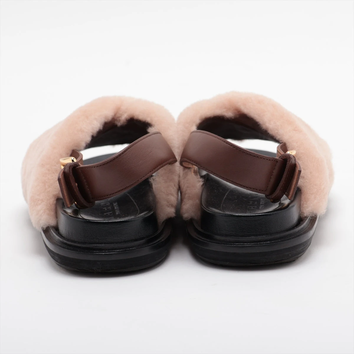 マルニ ファー×レザー サンダル 36 レディース ベージュ かかと部分