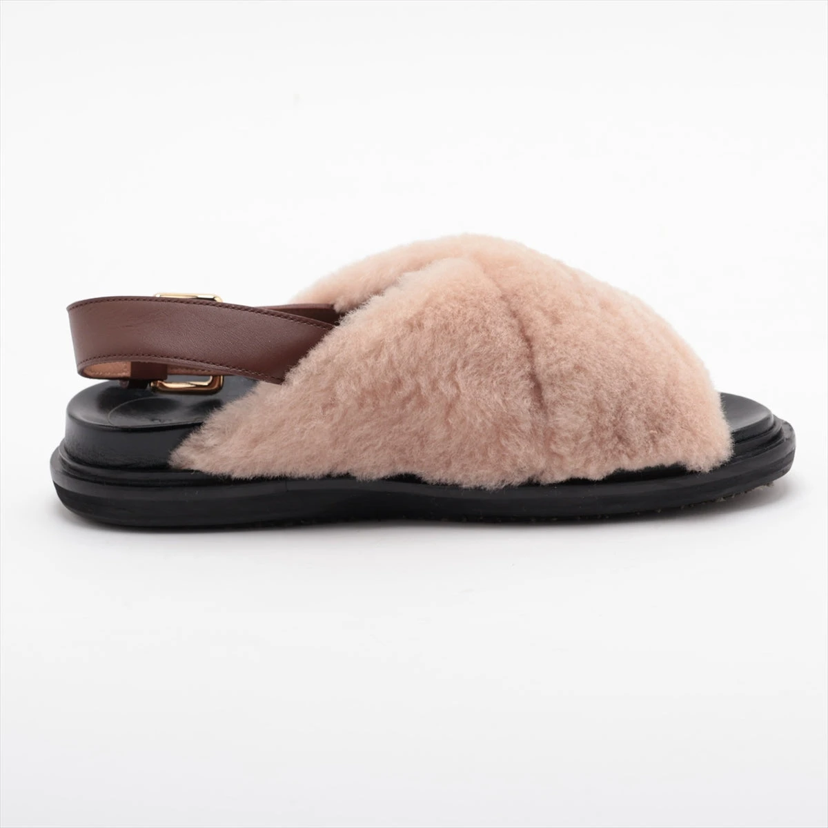 マルニ ファー×レザー サンダル 36 レディース ベージュ かかと部分