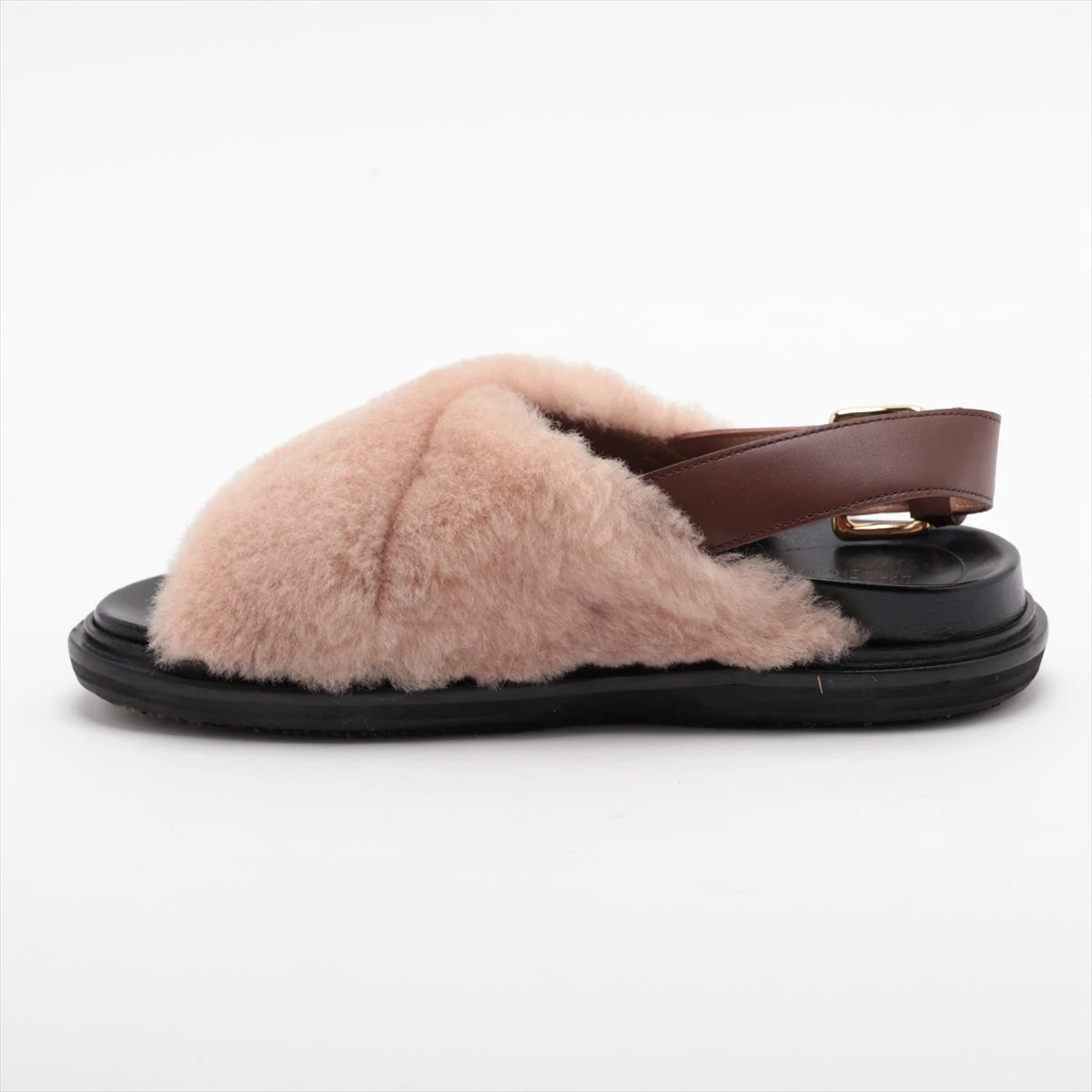 マルニ ファー×レザー サンダル 36 レディース ベージュ かかと