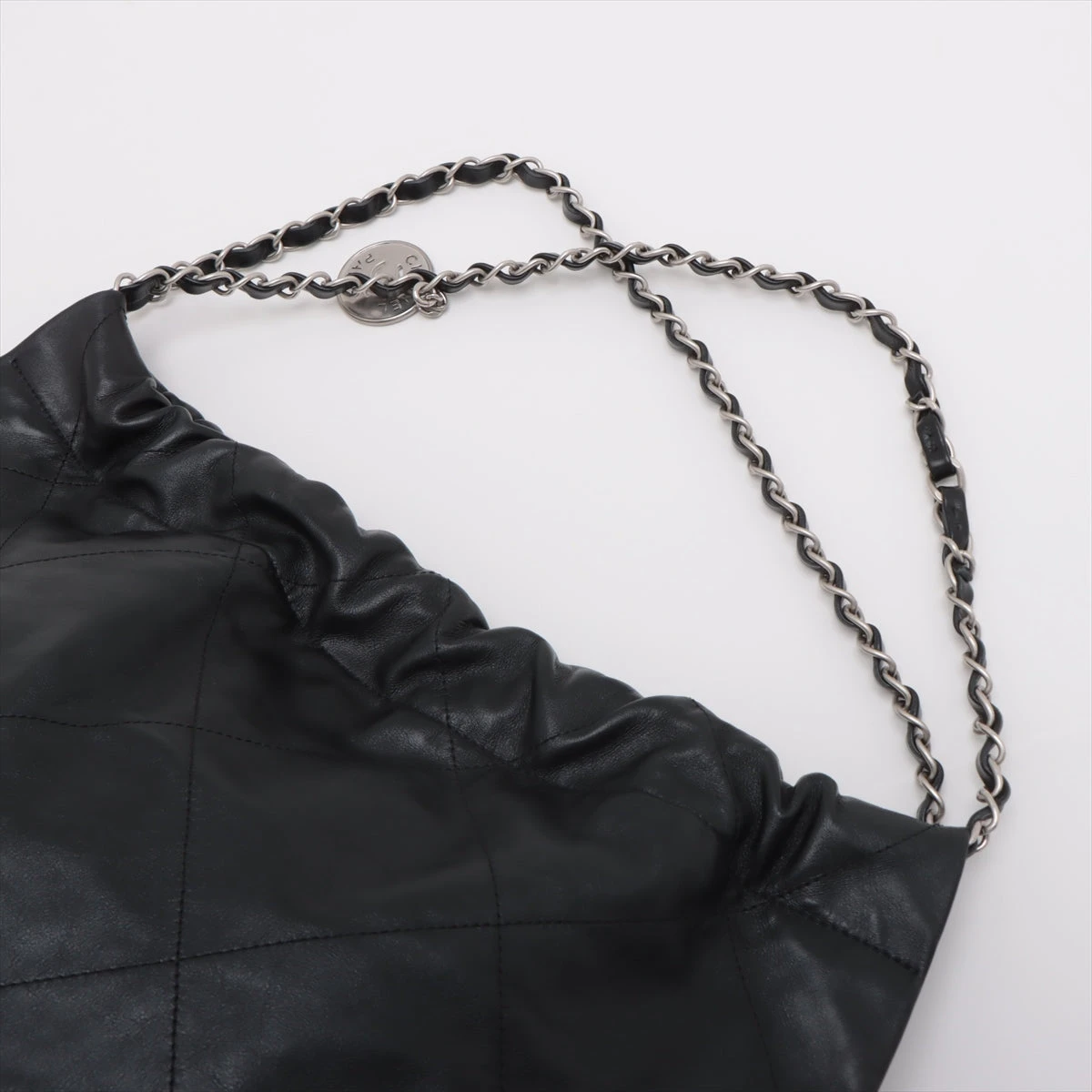正規品 CHANEL シャネル レザースカート ラムレザー 膝丈 シルバー シャネル マトラッセ レザー 財布 パープル シルバー金具 31番台
