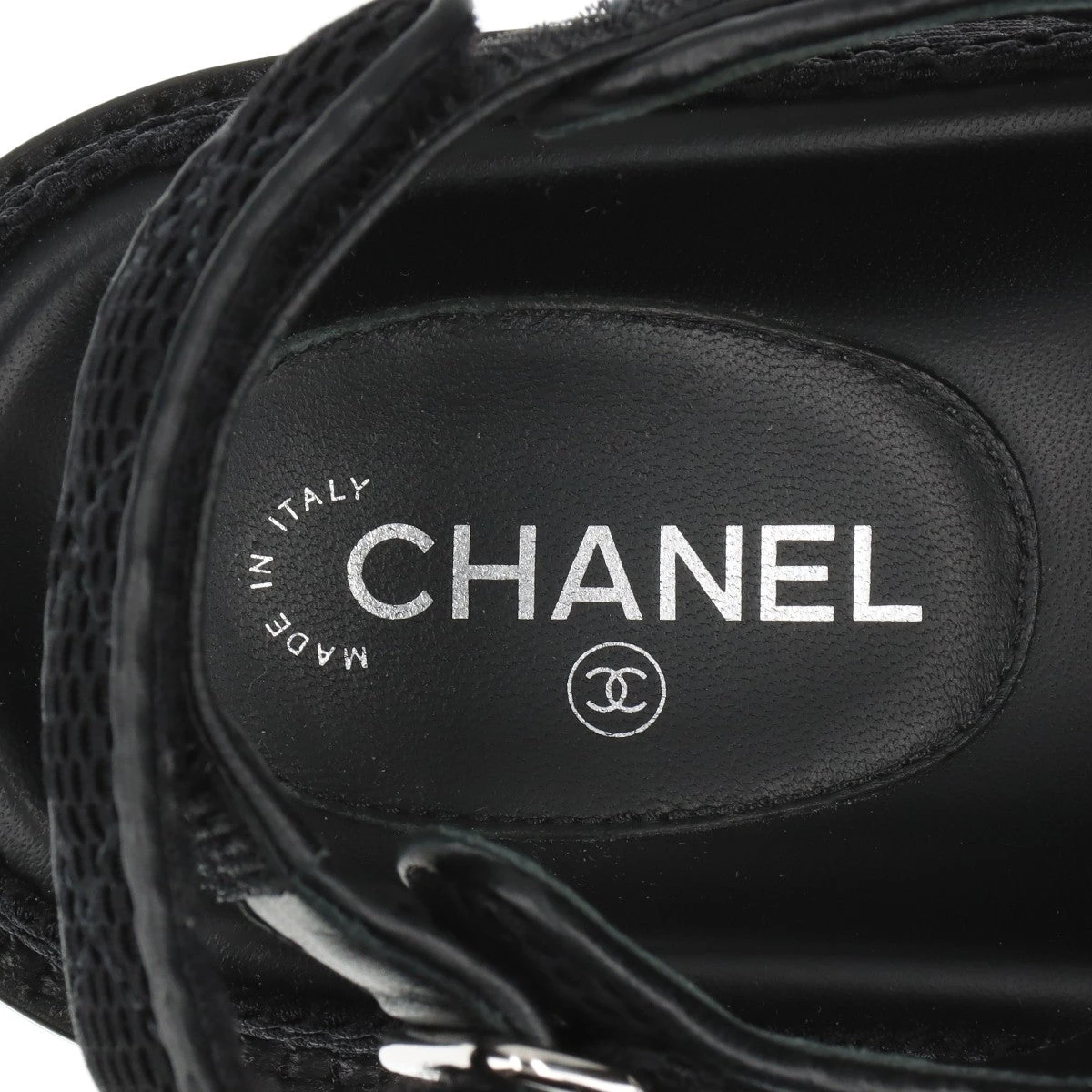 CHANEL ブラック メッシュサンダル 35.5 シャネル 2022年 春夏おすすめシューズ - くつとく
