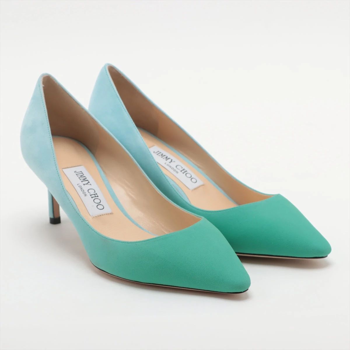 ジミーチュウ レザー×スエード パンプス 37 レディース ブルー ROMY 60