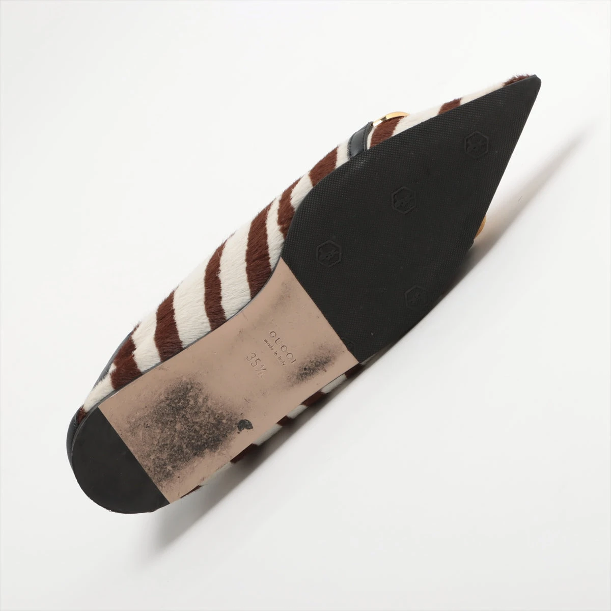 グッチ ホースビット レザー×ハラコ フラットパンプス 35 1/2