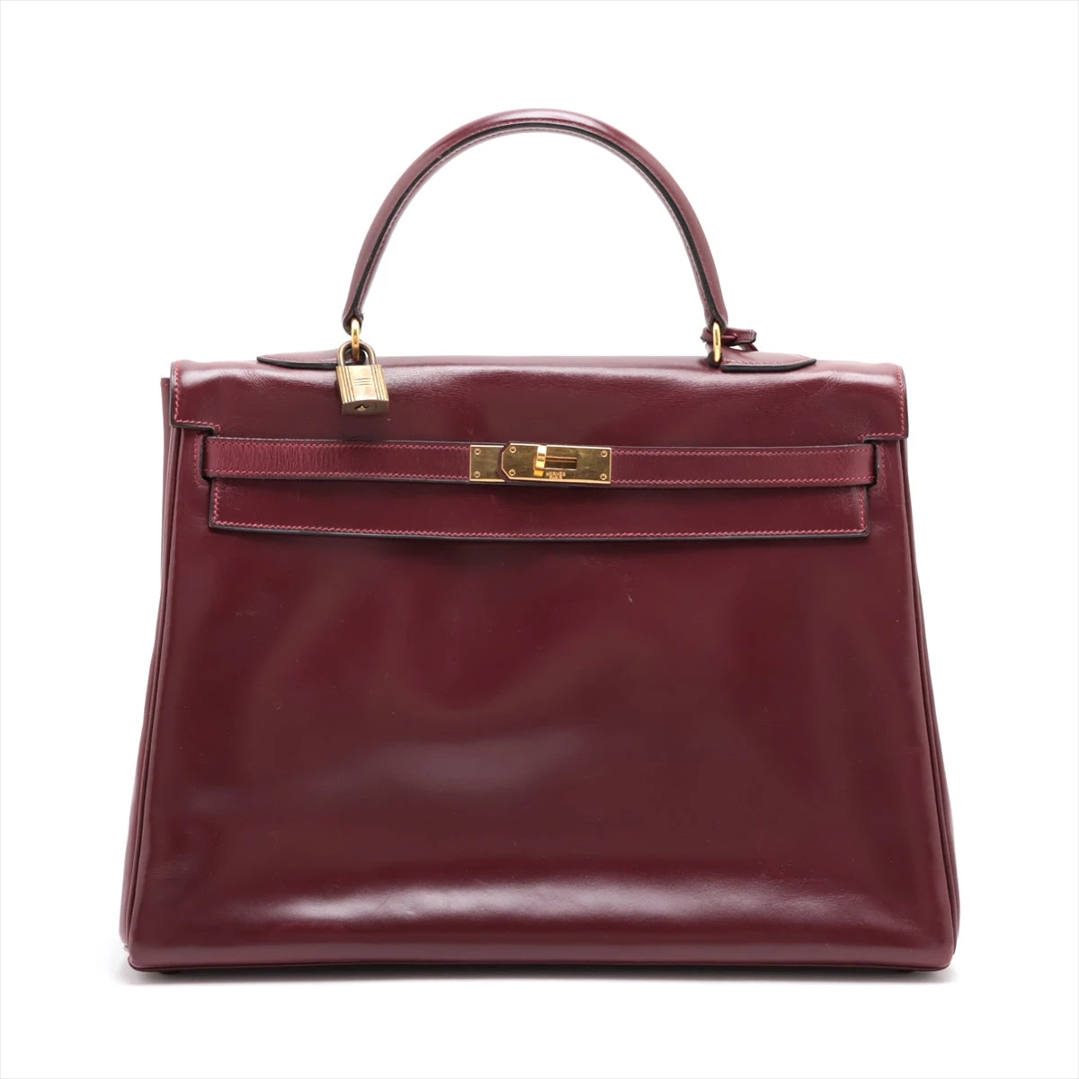 エルメス ケリー35 ボックスカーフ ルージュアッシュ ゴールド金具 ○E  