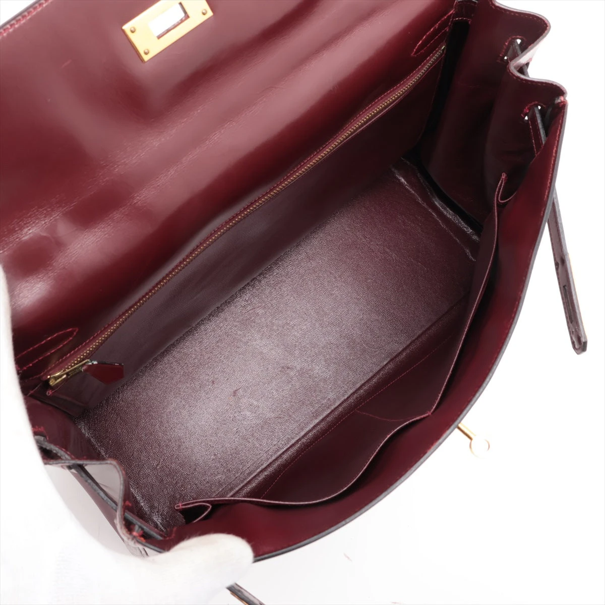 エルメス ケリー35 ボックスカーフ ルージュアッシュ ゴールド金具 ○E 