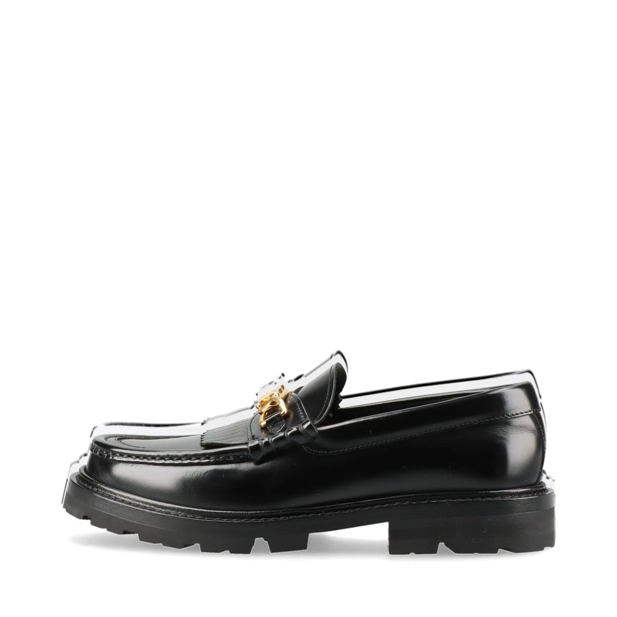 CELINE トリオンフ　マーガレット　ブラックレザー ローファー　36 CELINE セリーヌ ローファー MARGARET TRIOMPHE CHAIN CHUNKY