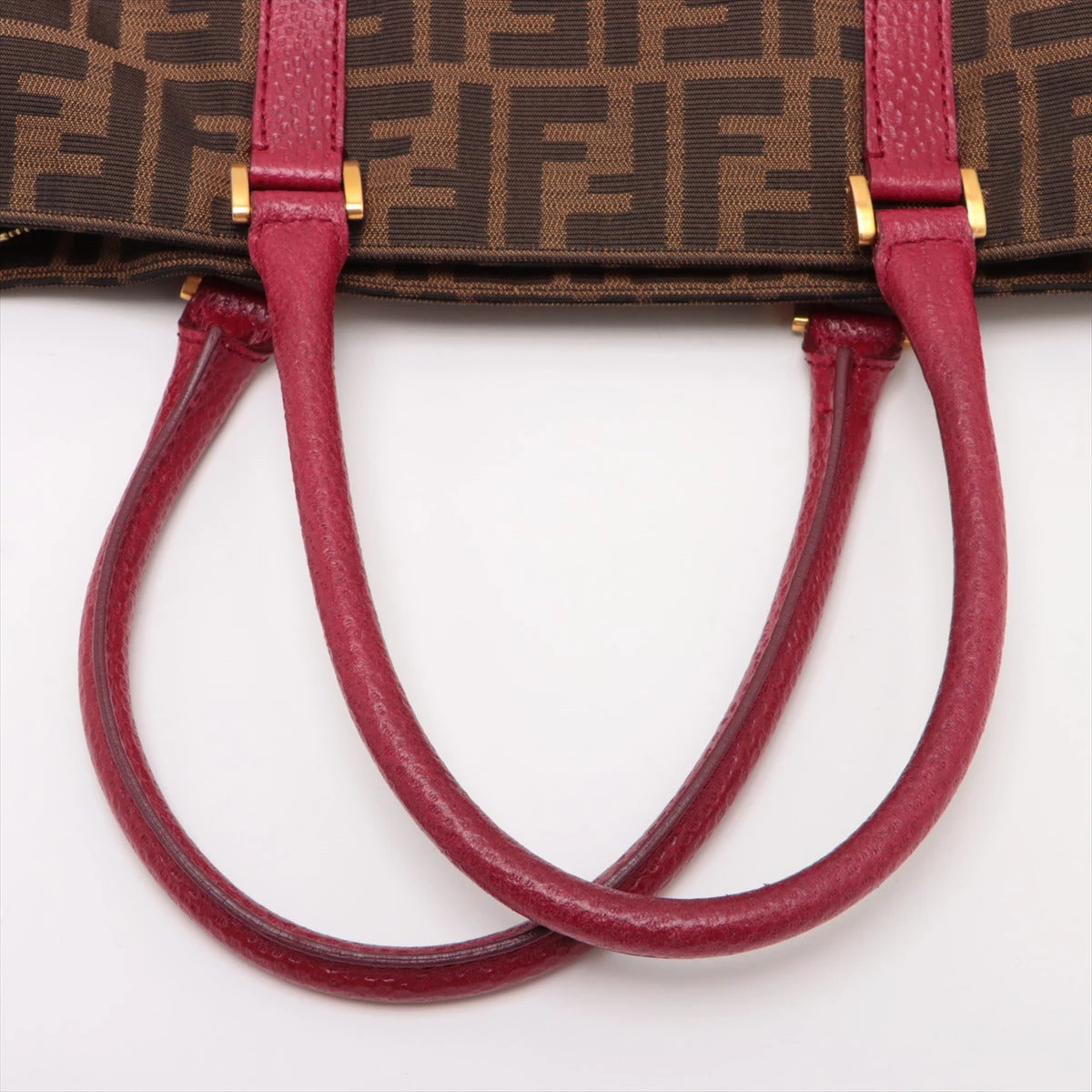 フェンディ ズッカ キャンバス×レザー トートバッグ ボルドー フェンディ ズッカ キャンバス×レザー トートバッグ ボルドー