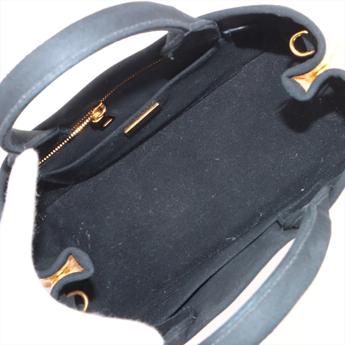 プラダ カナパ ストロー×キャンバス 2WAYハンドバッグ ブラック