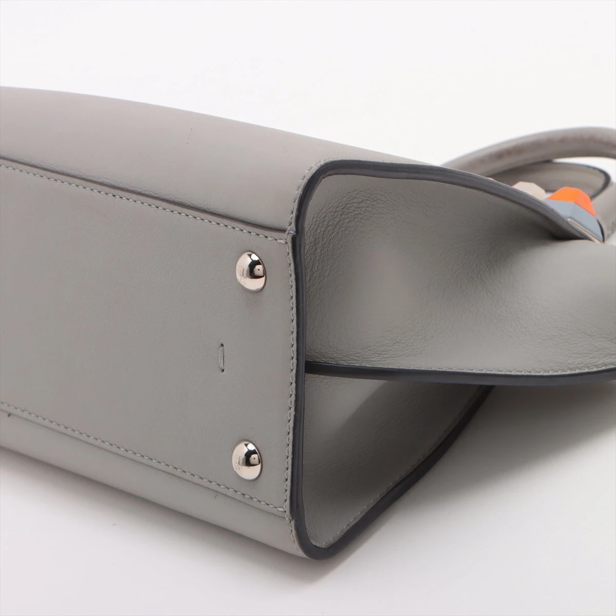 フェンディ プチトロワジュール レザー 2WAYハンドバッグ グレー