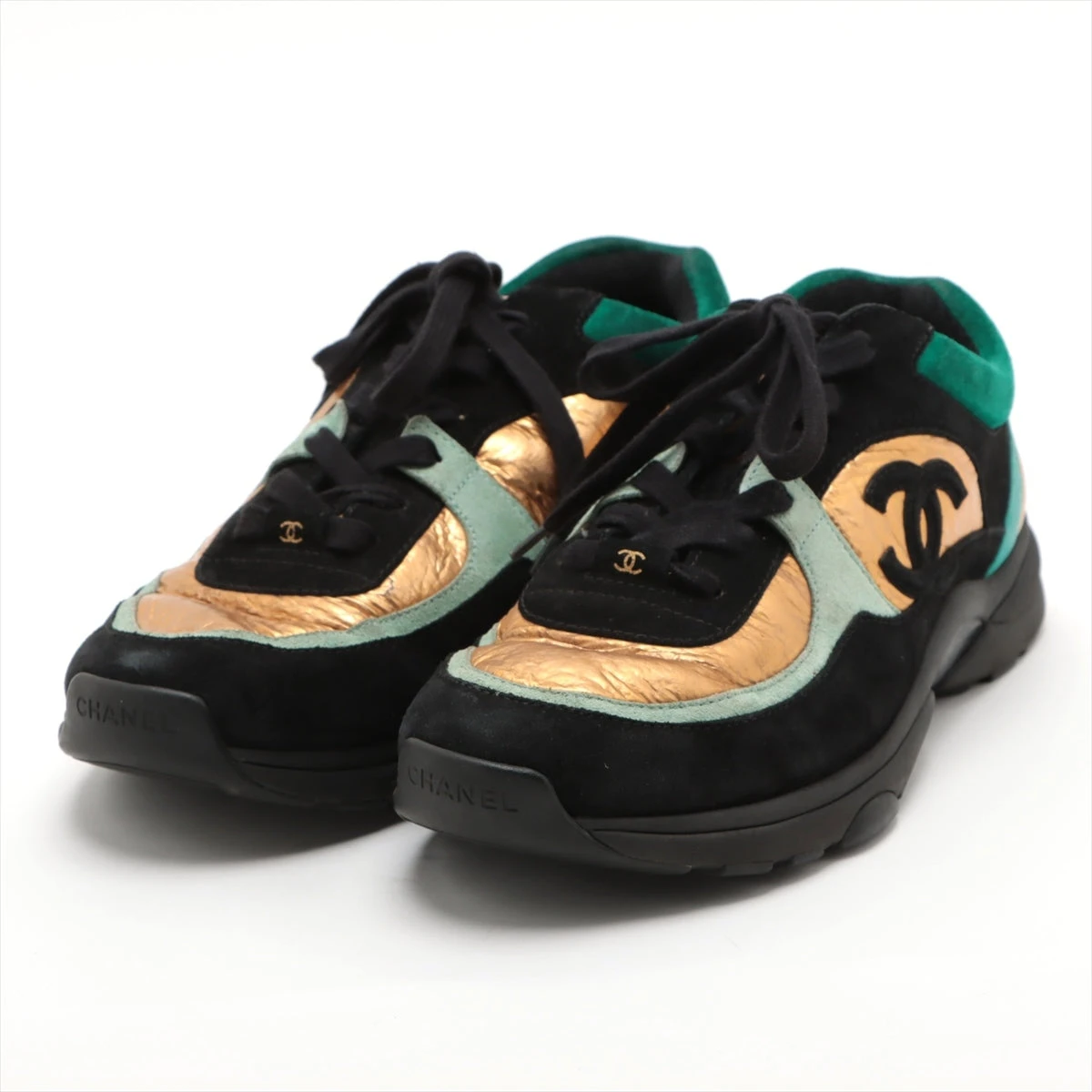 CHANELシャネル ココマーク スエード×ファブリックスニーカーユニセックス