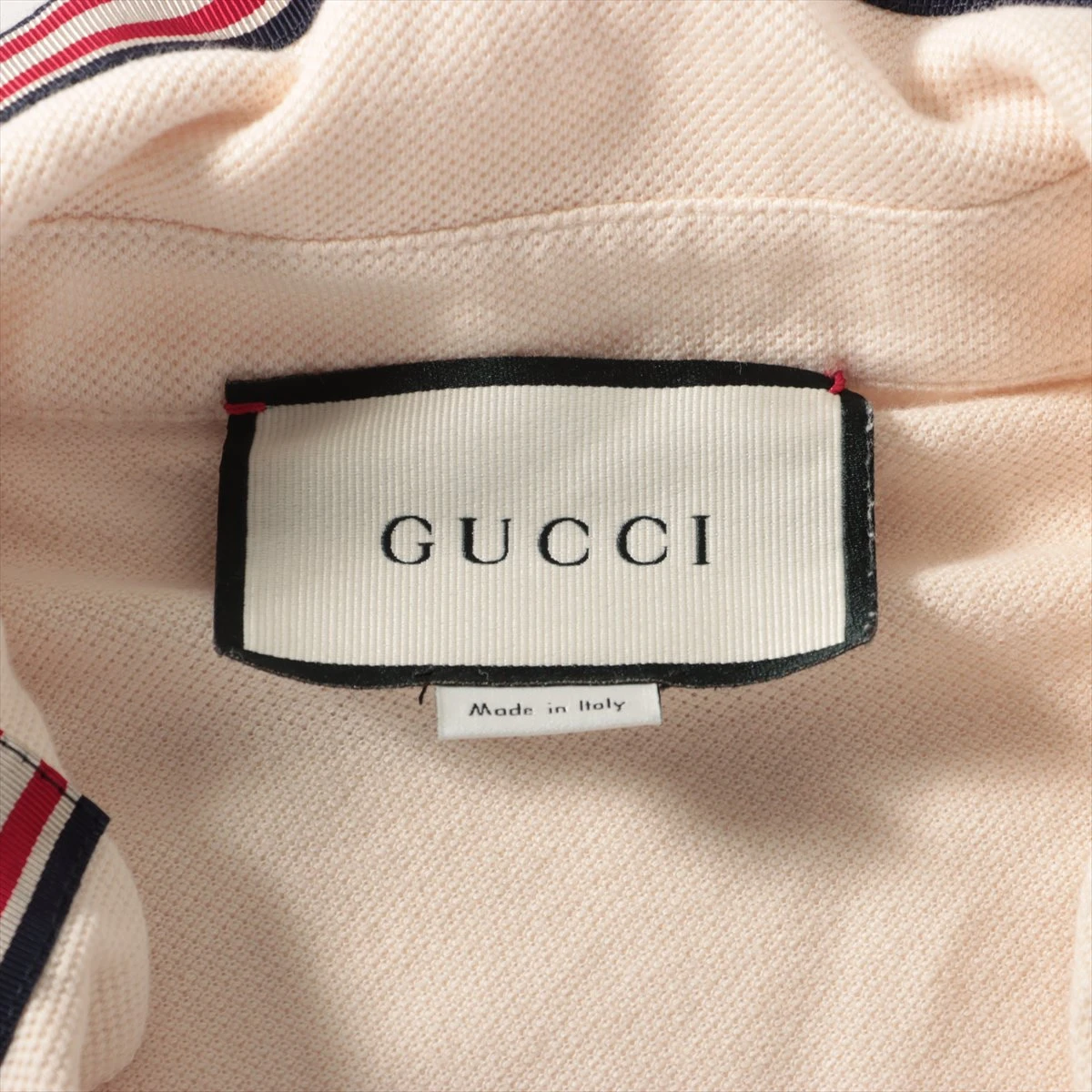 GUCCI ベージュ ポロシャツ Mサイズ GUCCI☆関税込☆ロゴプリント メッシュ ポロシャツ ベージュ