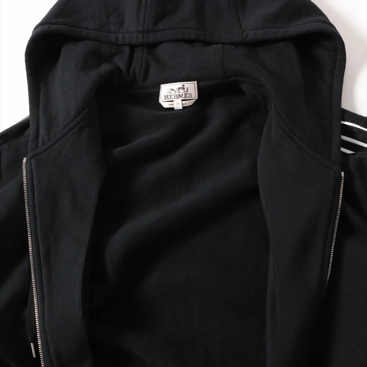 エルメス コットン パーカー M メンズ ブラック 32-5715 ランH