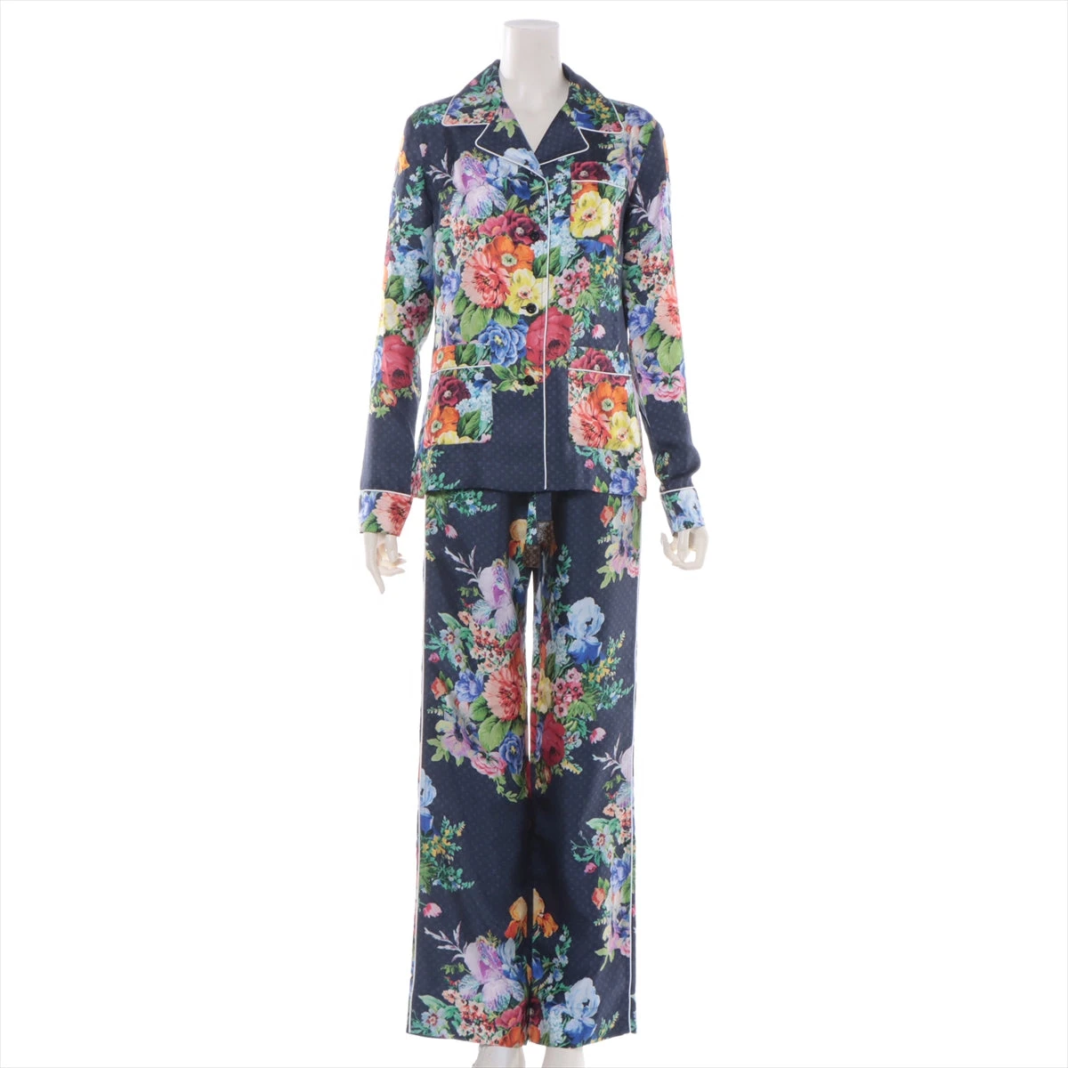 ヴィトン 22AW シルク セットアップ 34 レディース ブルー RW222
