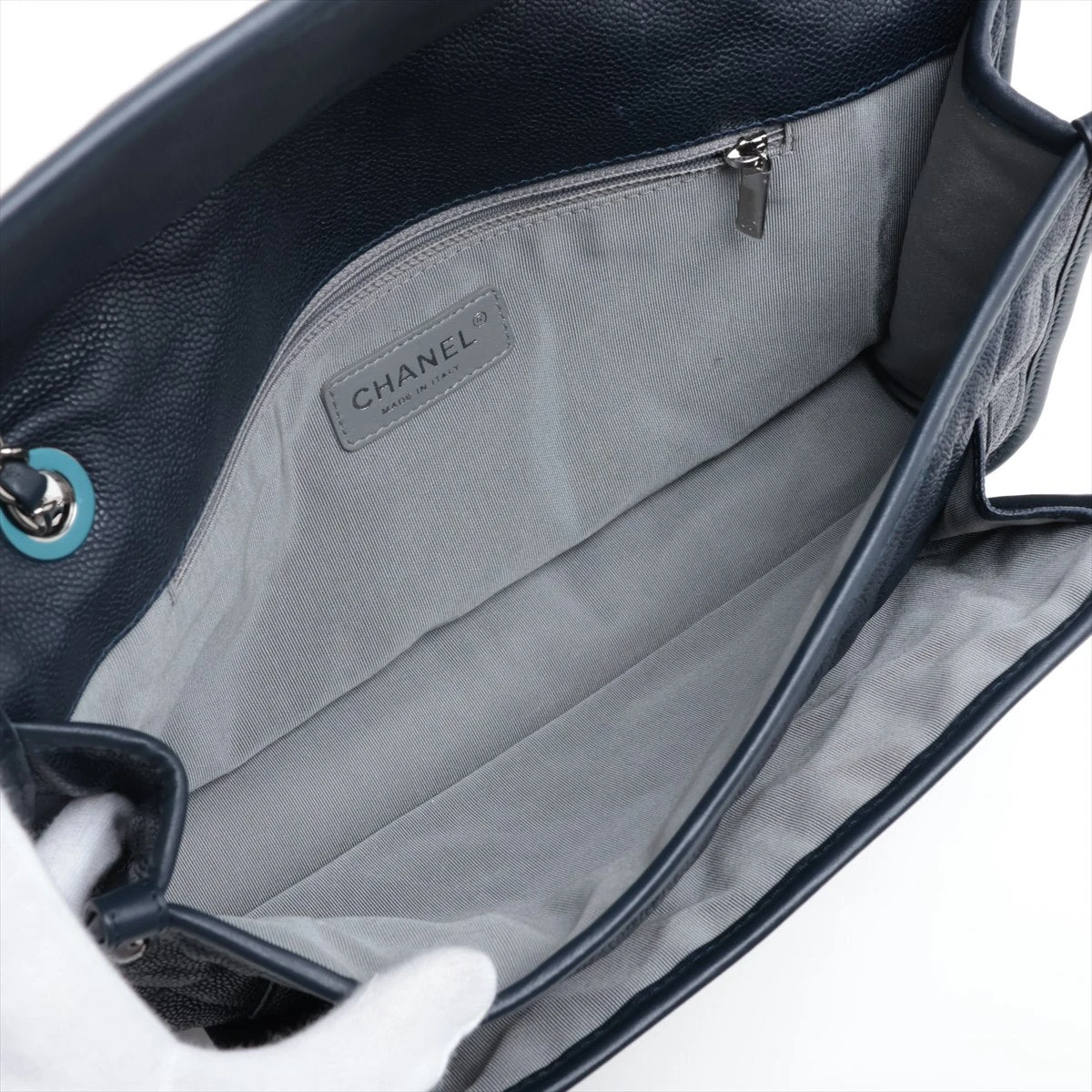 シャネル フレンチリビエラ キャビアスキン シングルフラップ ダブル