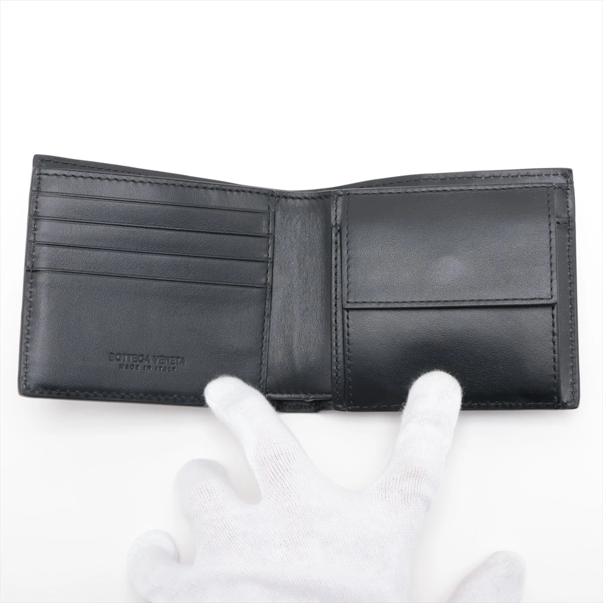 ⭐️ 極美品 ボッテガ ヴェネタ イントレチャート コンパクトウォレット ブラック BOTTEGA VENETA - ボッテガヴェネタ BOTTEGA VENETA 財布