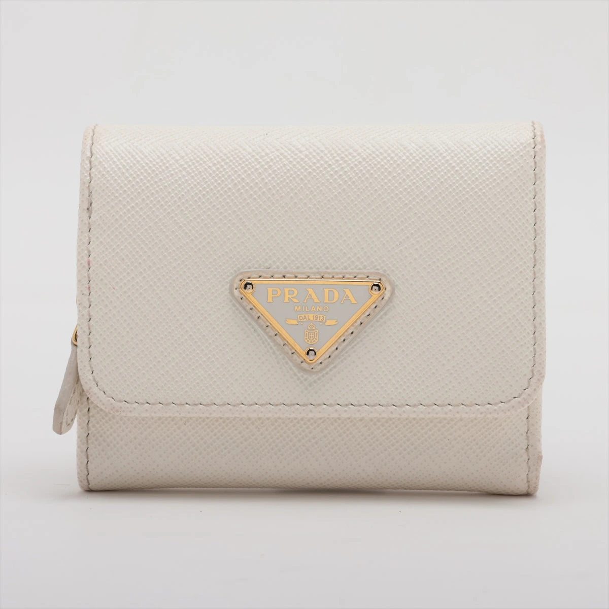 プラダ サフィアーノ 1MH044 レザー コンパクトウォレット ホワイト  