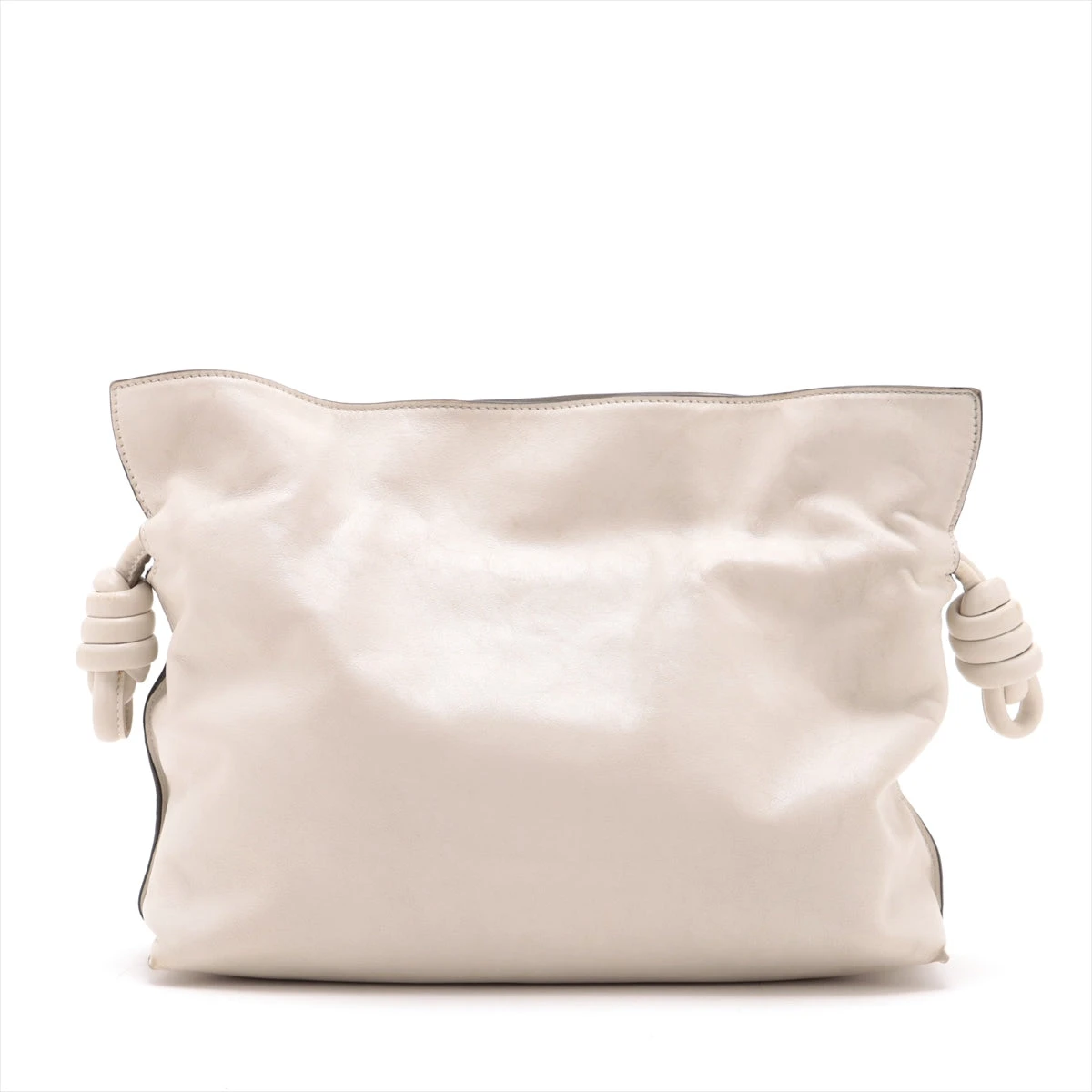 【Loewe】フラメンコレザーショルダーバッグ ロエベ フラメンコクラッチ レザー ショルダーバッグ ホワイト