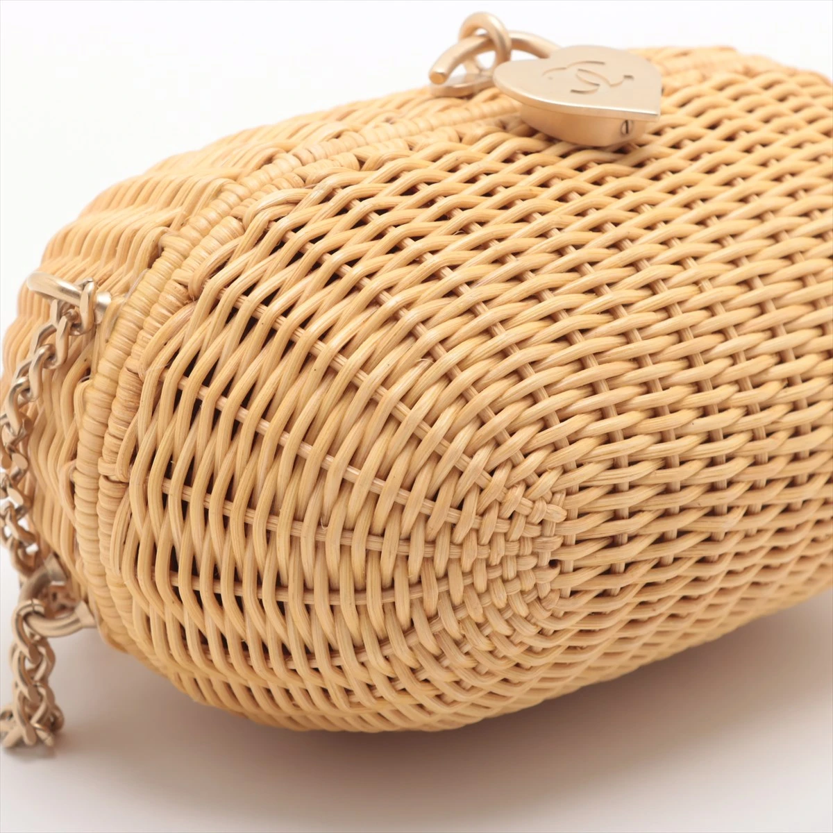 CHANEL ベージュ かごバッグ シャネル ココマーク ラタン チェーンショルダーバッグ カゴ
