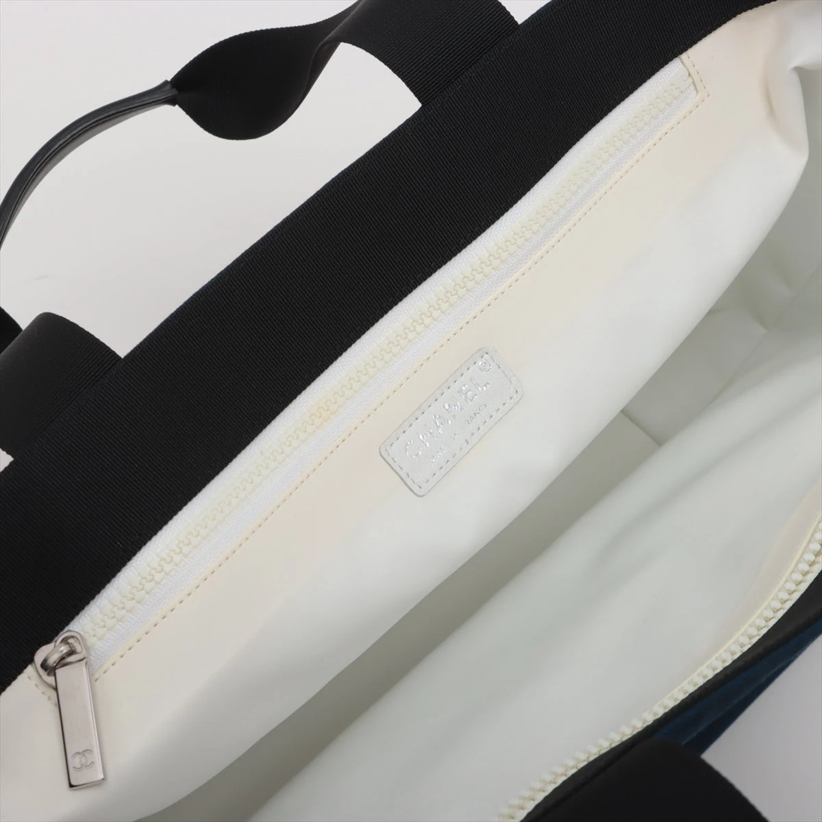 シャネル バレンタイン キャンバス トートバッグ ネイビー
