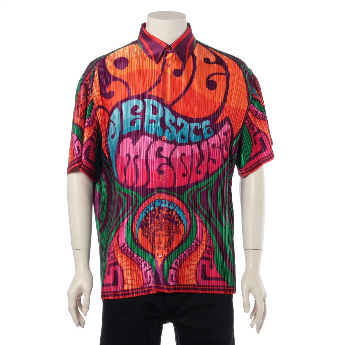 ヴェルサーチ メデューサ 21年 ポリエステル シャツ 46 メンズ マルチ