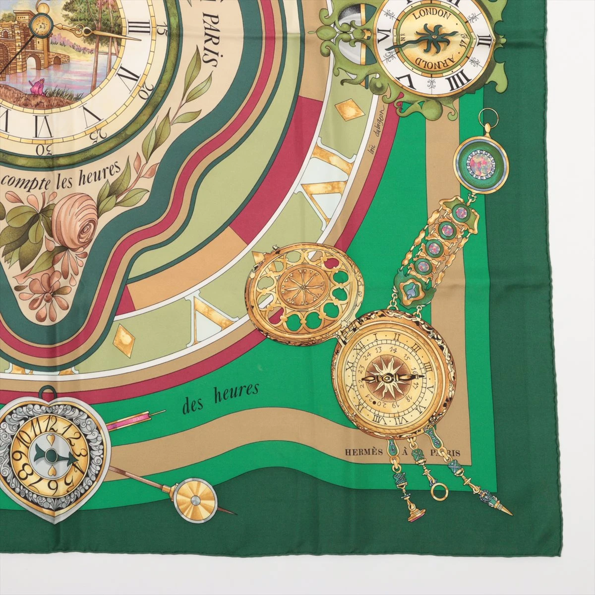 エルメス カレ90 la ronde des heures 時ノ輪舞 スカーフ シルク