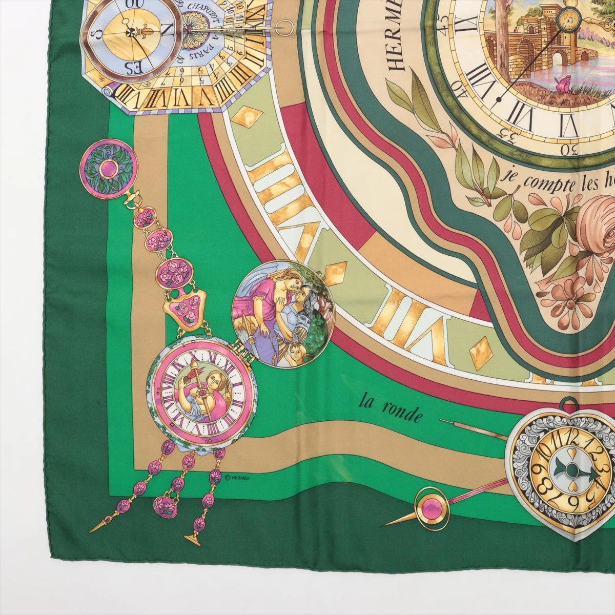 【HERMES】カレ90 ーla ronde des heures ー エルメス カレ90 la ronde des heures 時ノ輪舞 スカーフ シルク