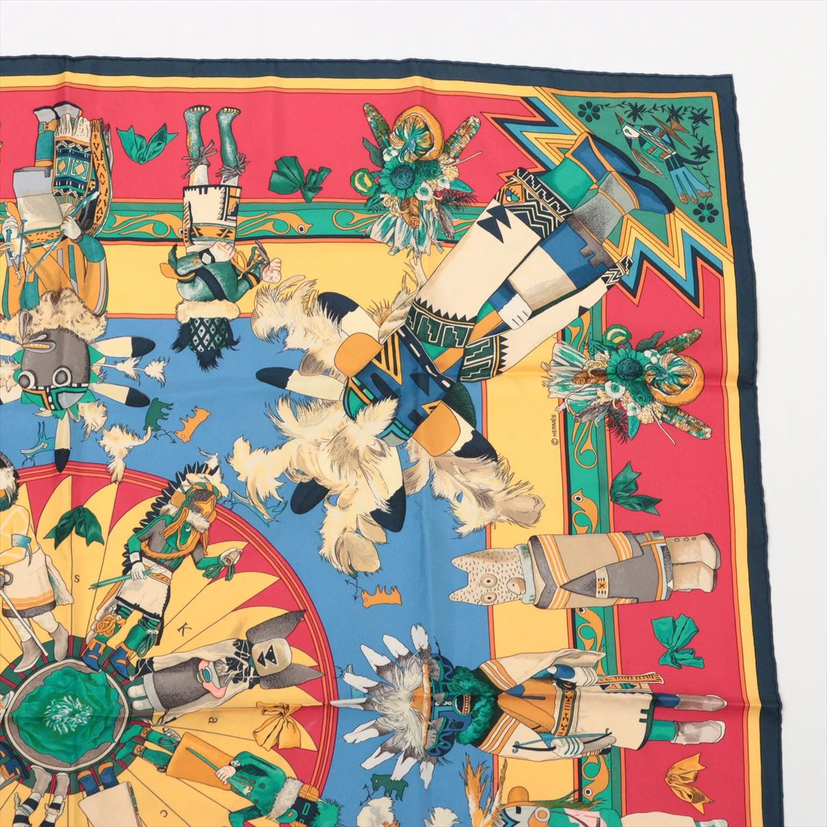 エルメス HERMES スカーフ カレ90 【KACHINAS/カチナ】未使用品 エルメス カレ90 Kachinas カチナ スカーフ シルク A2851051｜中古