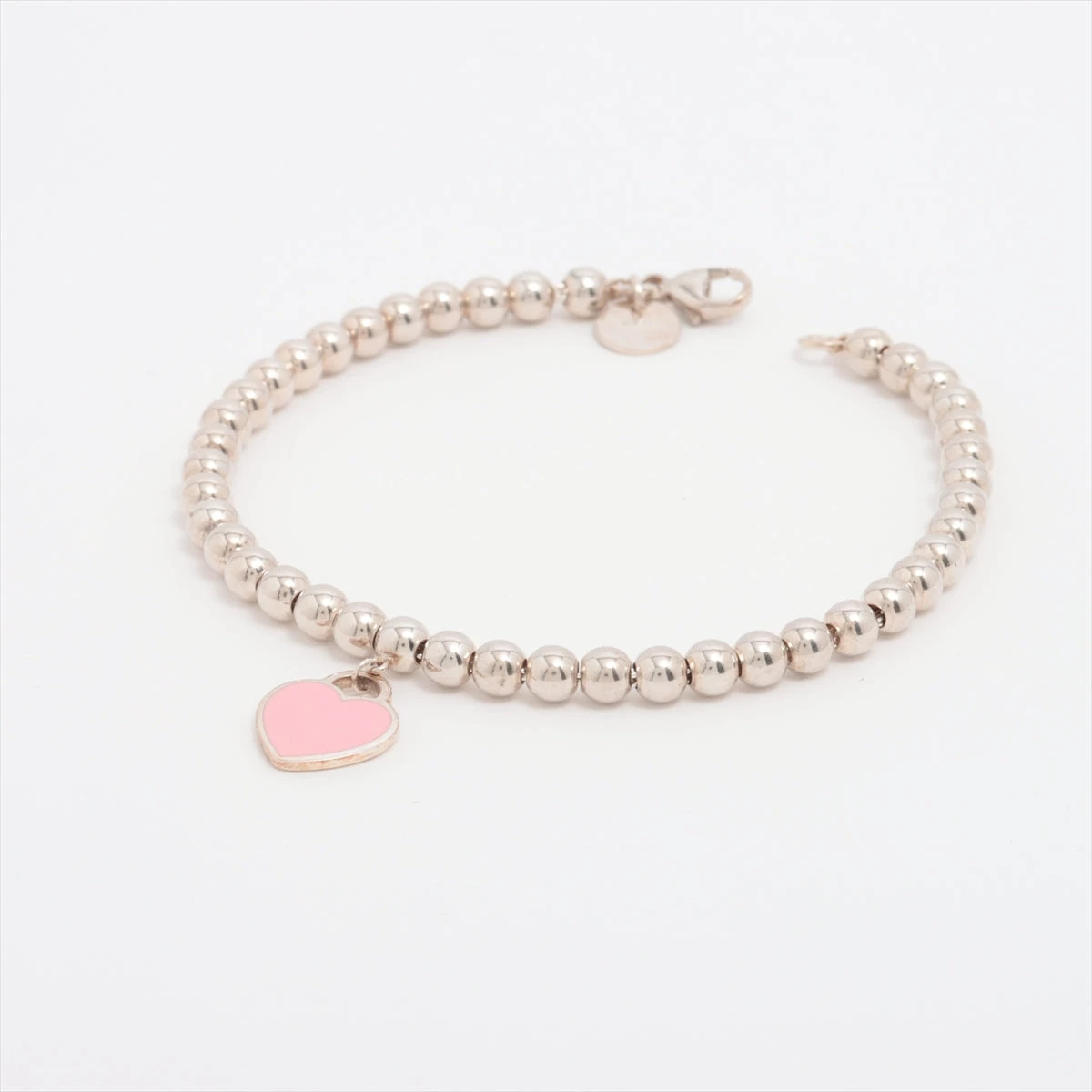 ティファニー ピンク Tiffany & Co. ハートチャーム ブレスレット Return to Tiffany™ Pink Mini Heart Bead Bracelet in Silver with a