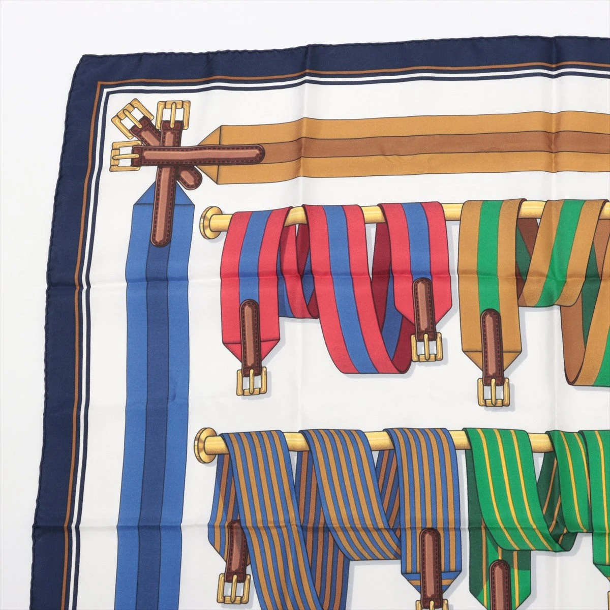 HERMES☆ カレ90 Les Sangles サスペンダーベルト柄 エルメス カレ90 J.METZ Les Sangles サスペンダーベルト