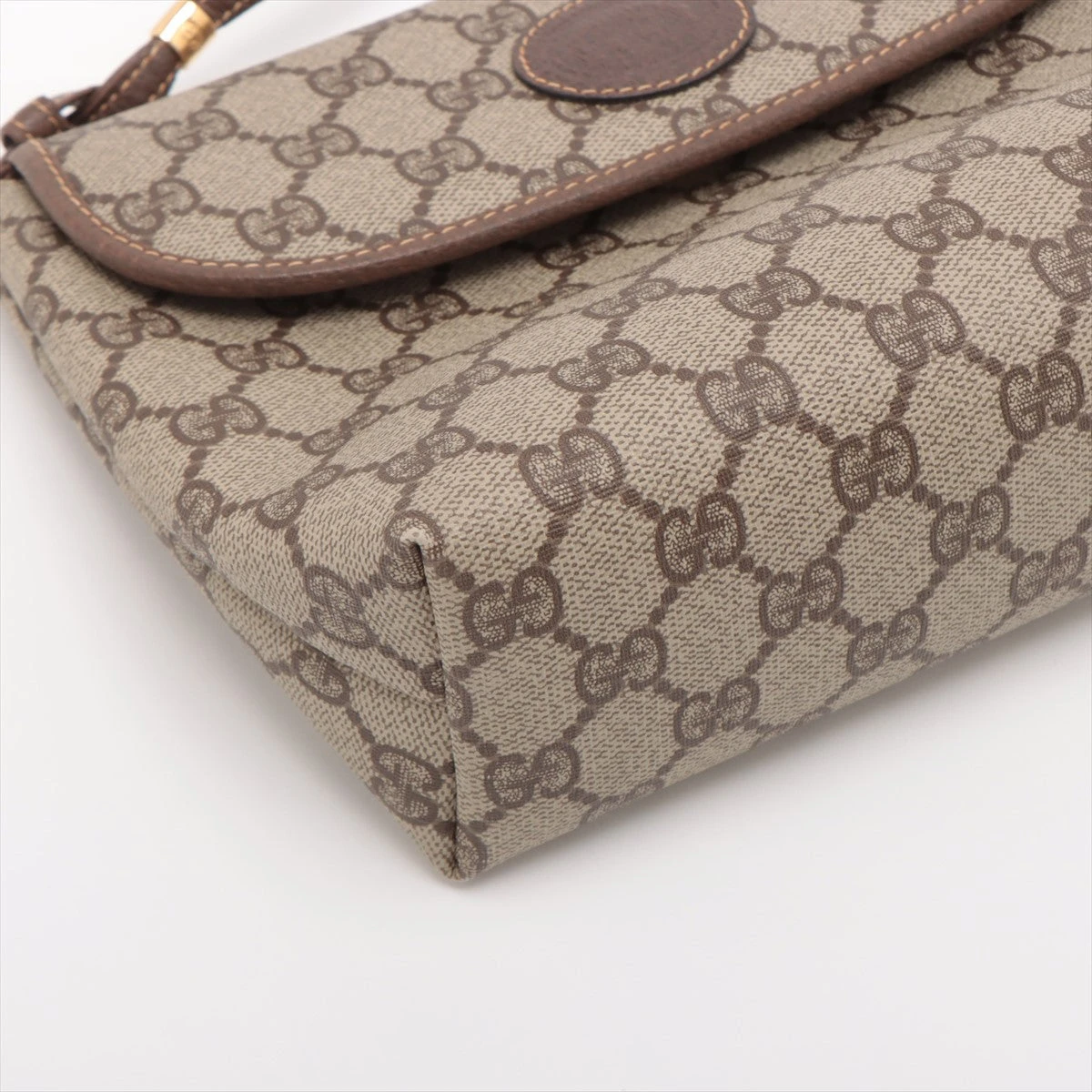 【美品】ヴィンテージ　グッチ　ショルダーバッグ PVC レザー gg ブラウン GUCCI オールドグッチブラウン レザー PVC ショルダーバッグ