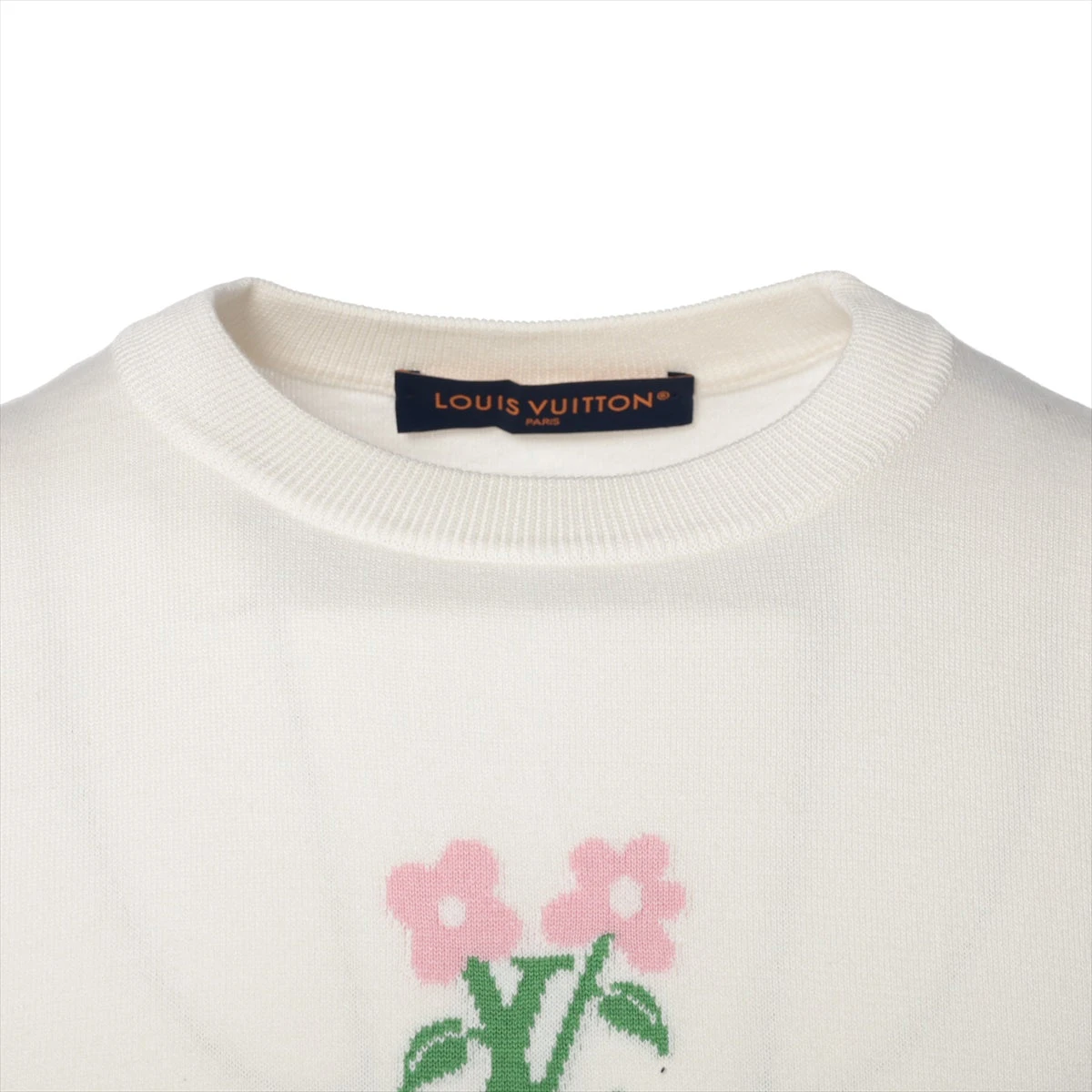ヴィトン 24AW コットン 半袖ニット S メンズ ホワイト ショート 
