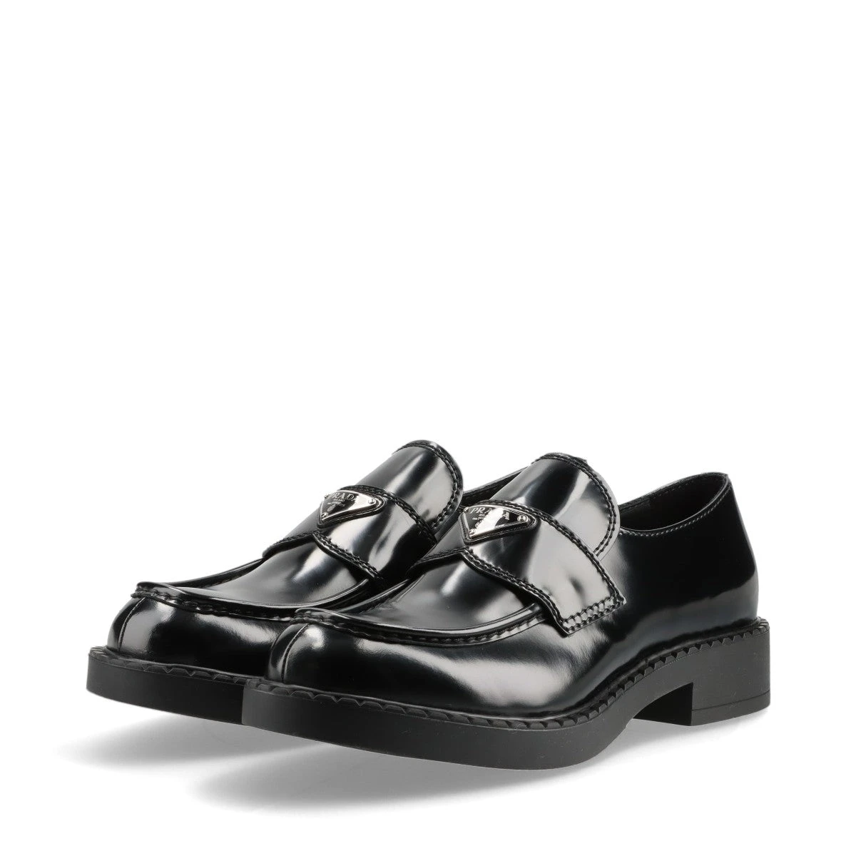 プラダ サイズ:6  2DE127 チョコレートブラッシュドレザーローファー 新古品 SB01 PRADA LOAFERS プラダ チョコレート ブラッシュドレザー ローファー