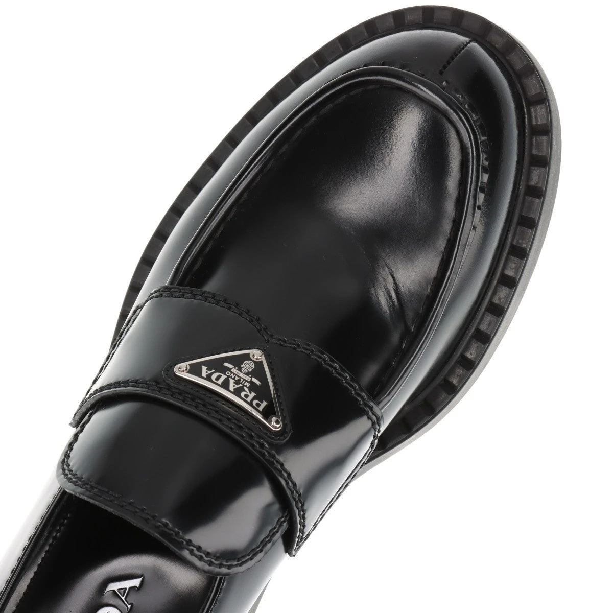 プラダ チョコレート ブラッシュドレザー ローファー 9 メンズ