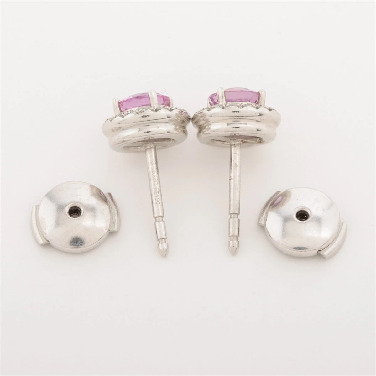 ティファニー ソレスト ピンクサファイア ダイヤ ピアス Pt950 5.8g