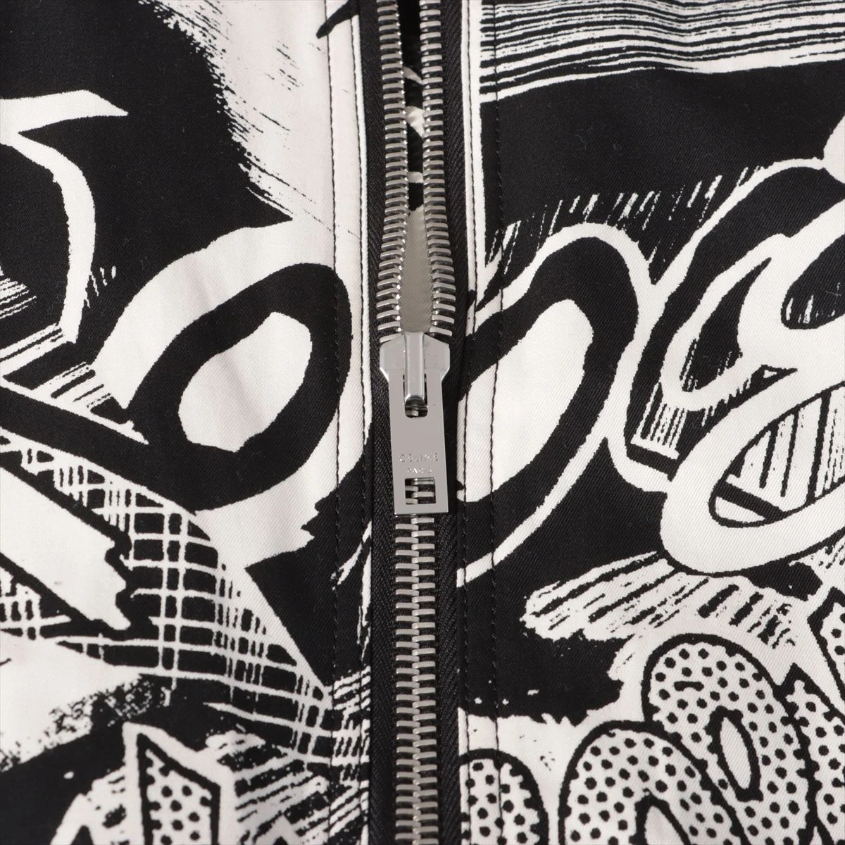 セリーヌ コットン ジャケット XL メンズ ブラック×ホワイト