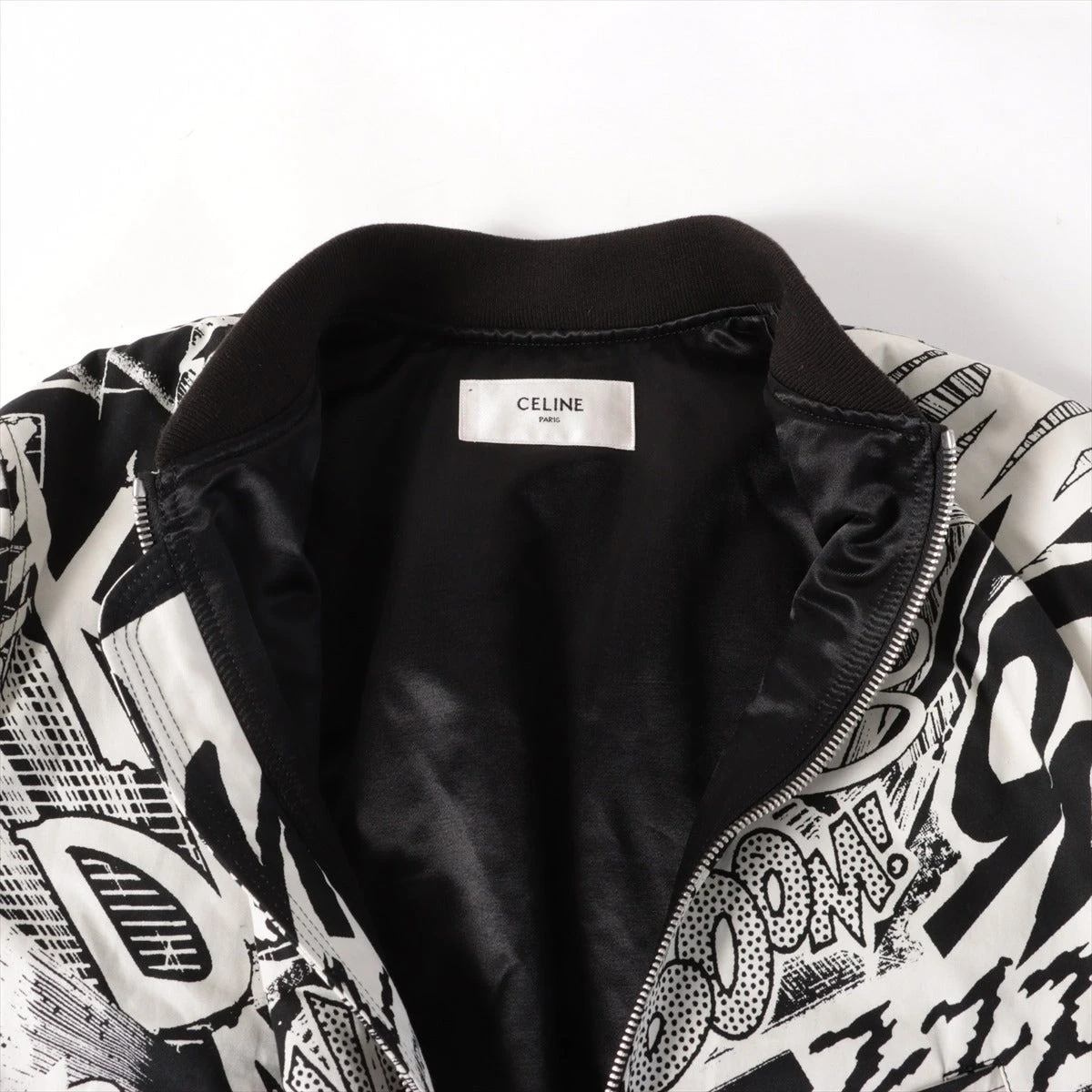 セリーヌ コットン ジャケット XL メンズ ブラック×ホワイト