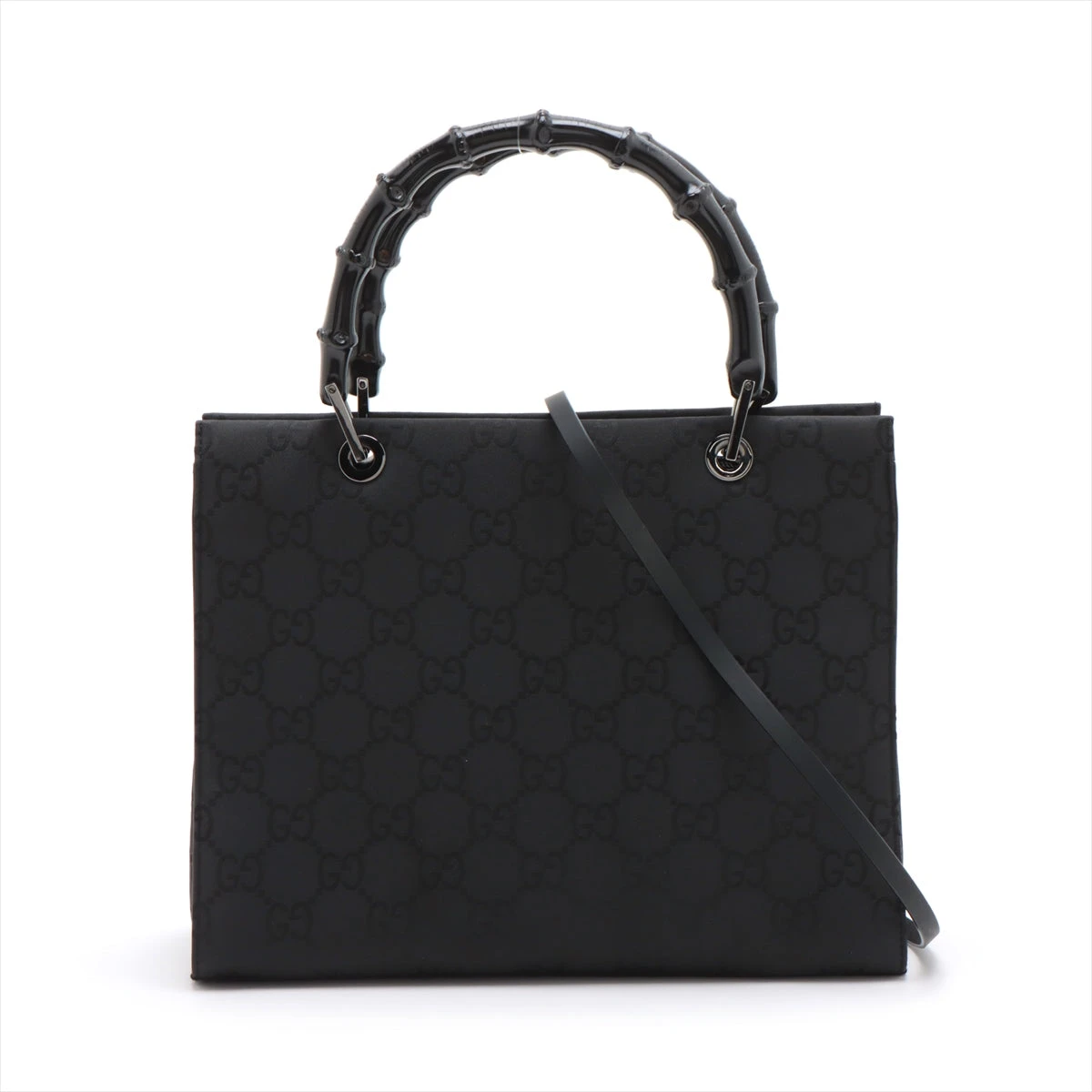 【GUCCI】バンブー ハンドル 2WAYバッグブラック ナイロン アウトレット グッチ バンブー ナイロン ハンドバッグ ブラック 002-1016