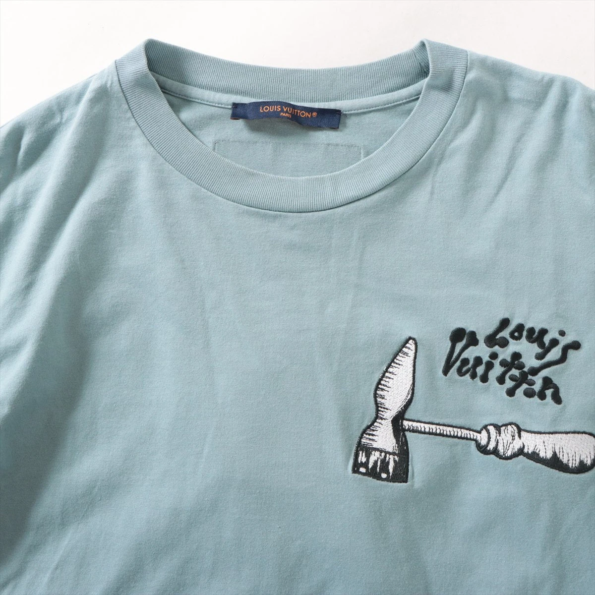 ヴィトン 23SS コットン Tシャツ S メンズ ブルー RM231 LVマルチ