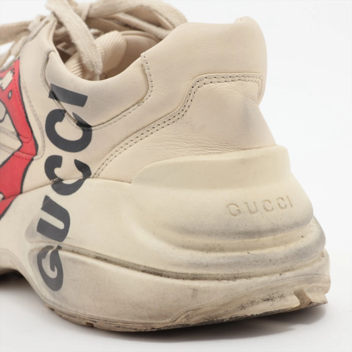 グッチ ライトン レザー スニーカー 8 メンズ アイボリー 552089